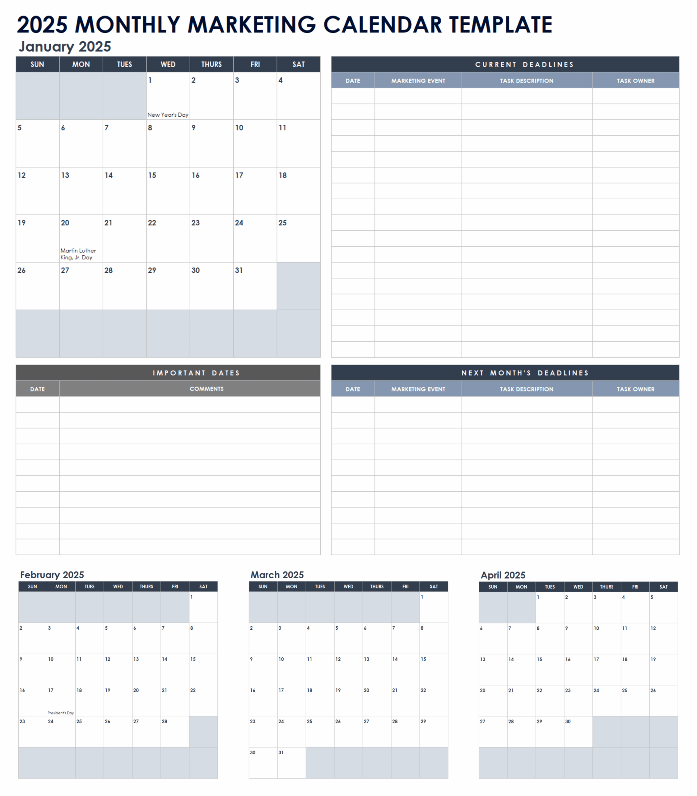 15 free 2025 monthly calendar templates smartsheet 15 free 2025 monthly calendar templates smartsheet