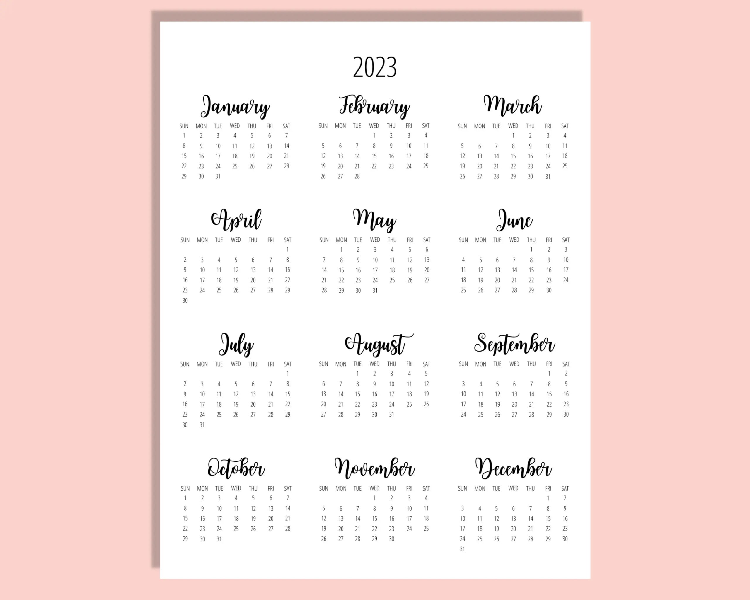 8.5 X 11 Printable Calendar