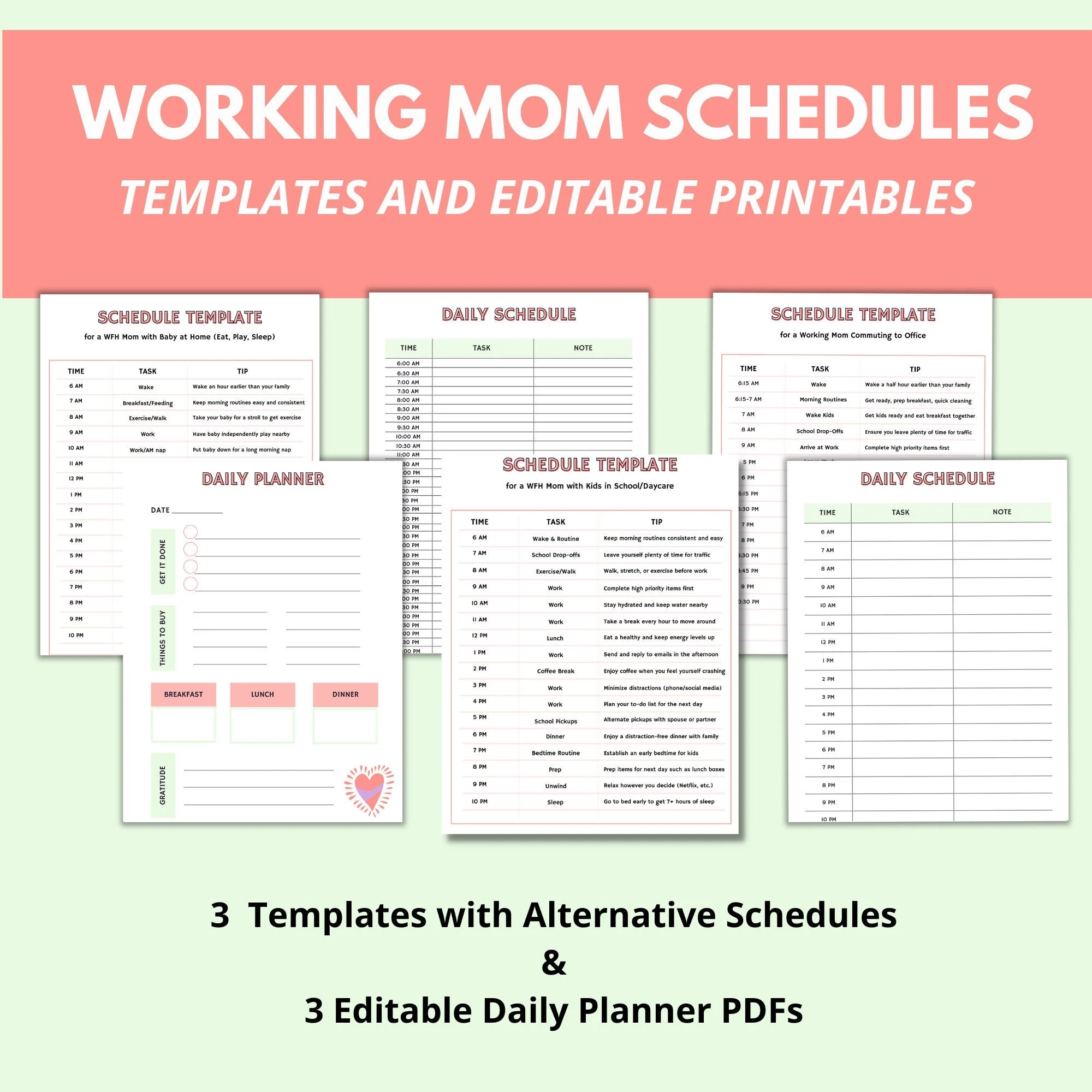 2023 Working Mom Editable Schedule Template Working Mom Schedule With Infant Printable Busy Mom Planner Working Mom Daily Schedule Etsy