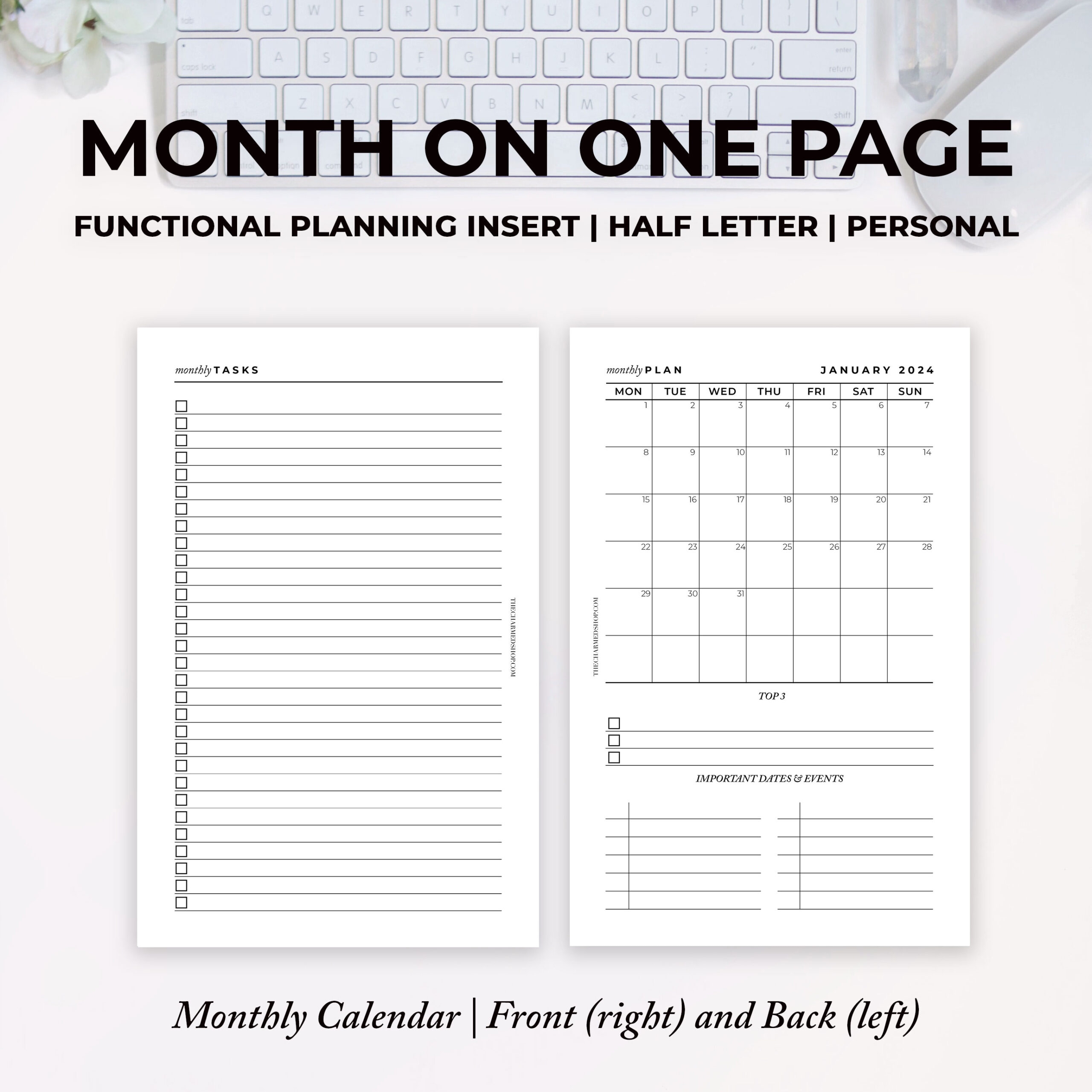 2024 Month On One Page Calendar Printable PDF The Charmed Shop