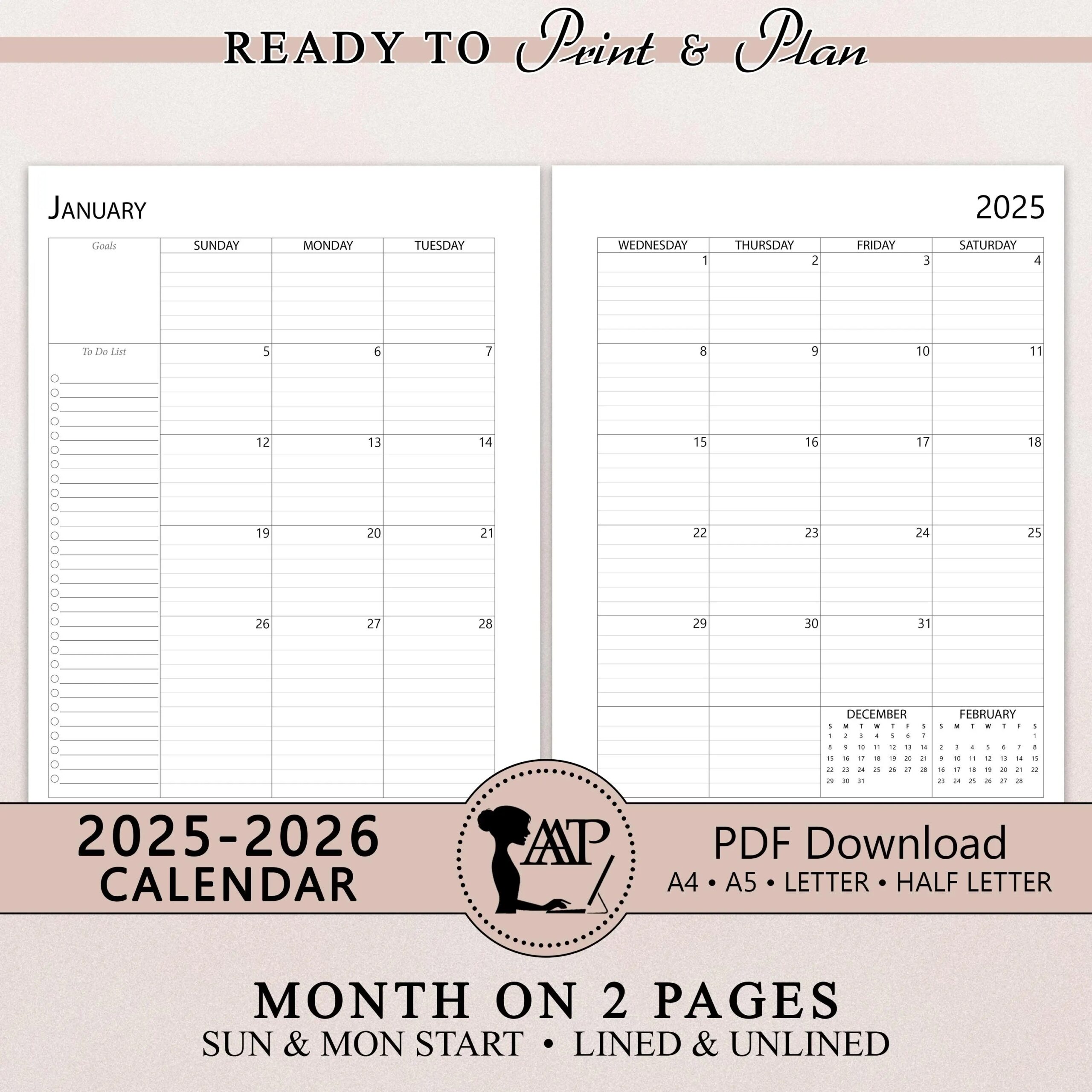 Happy Planner Calendar Printable 2025-2026