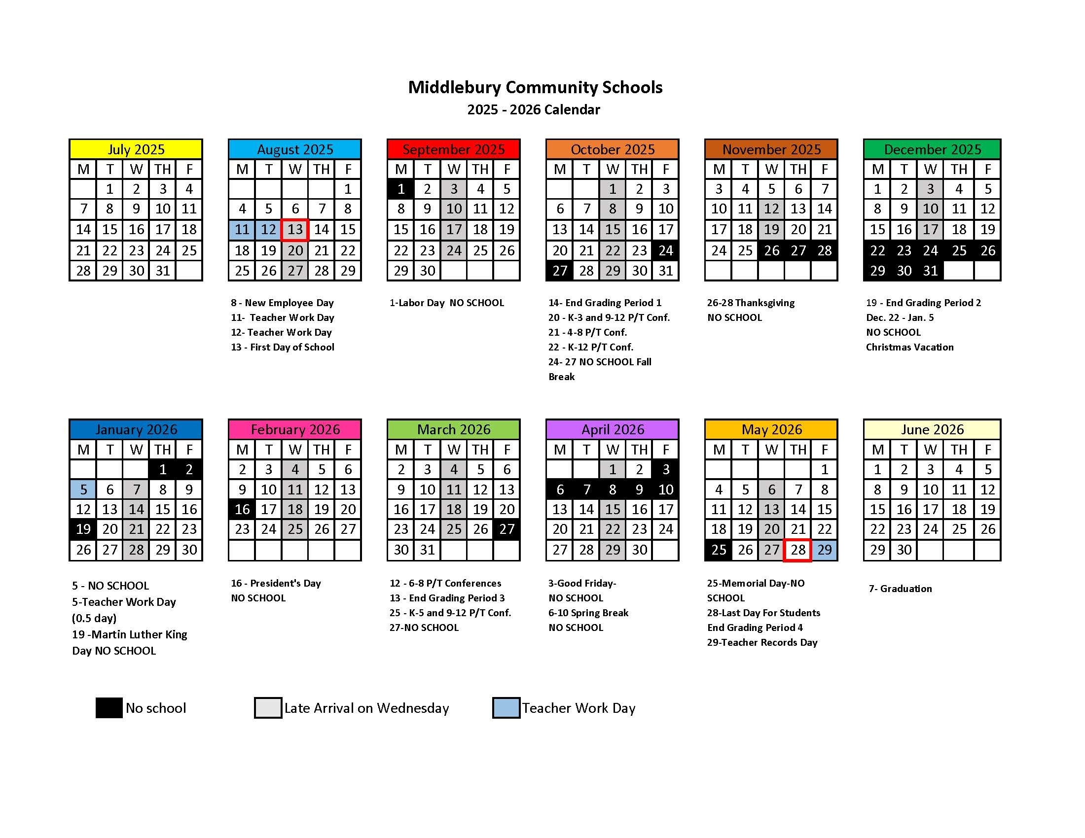 K12 School Calendar 2025 2026 Printable K12 School Calendar 2025 2026 Printable