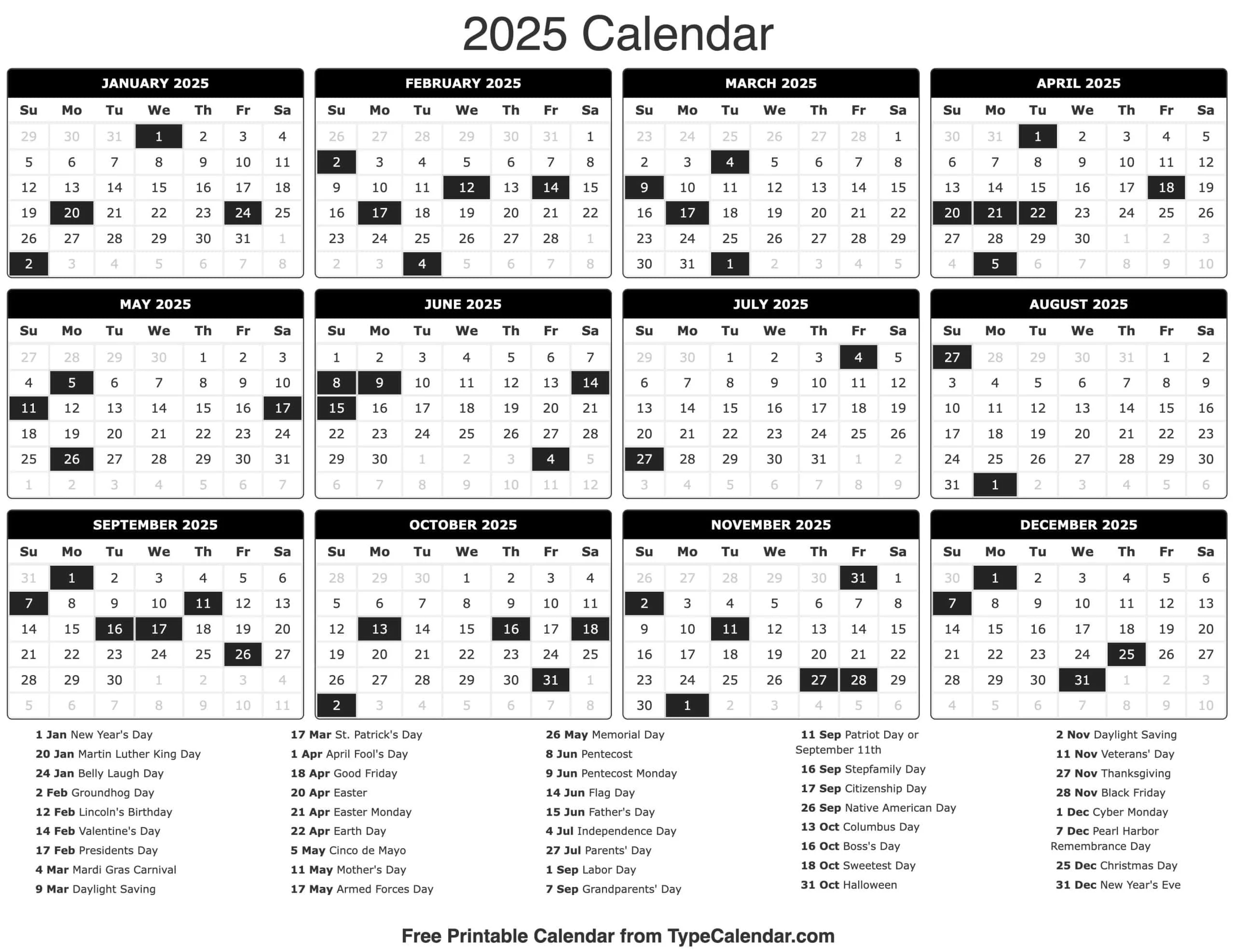 Goal Calendar Printable 2025