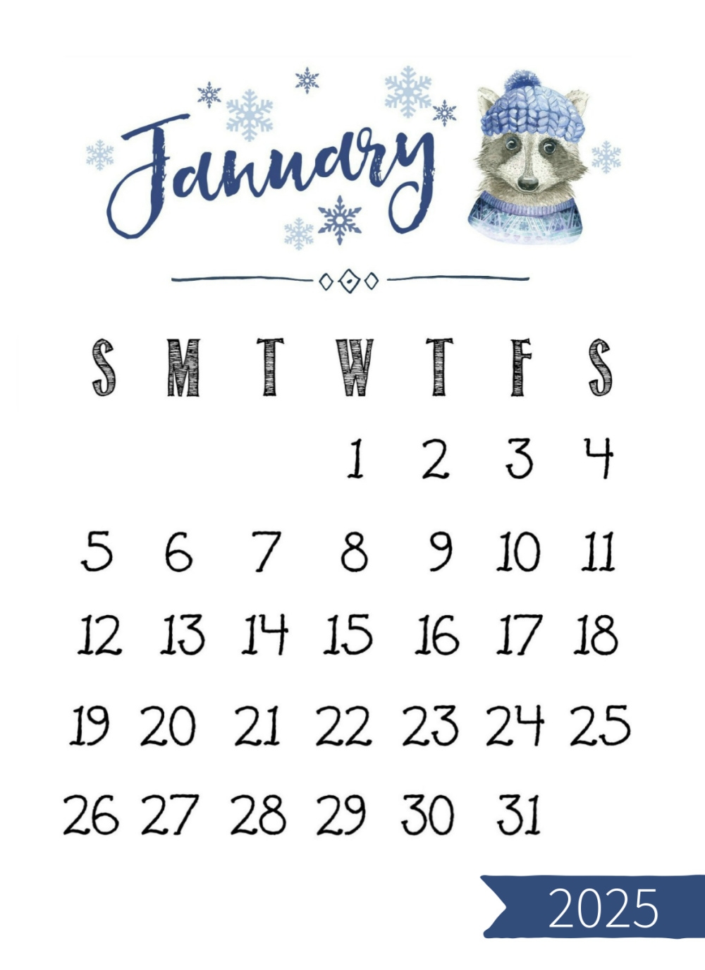 2025 Monthly Calendar Printable Customize