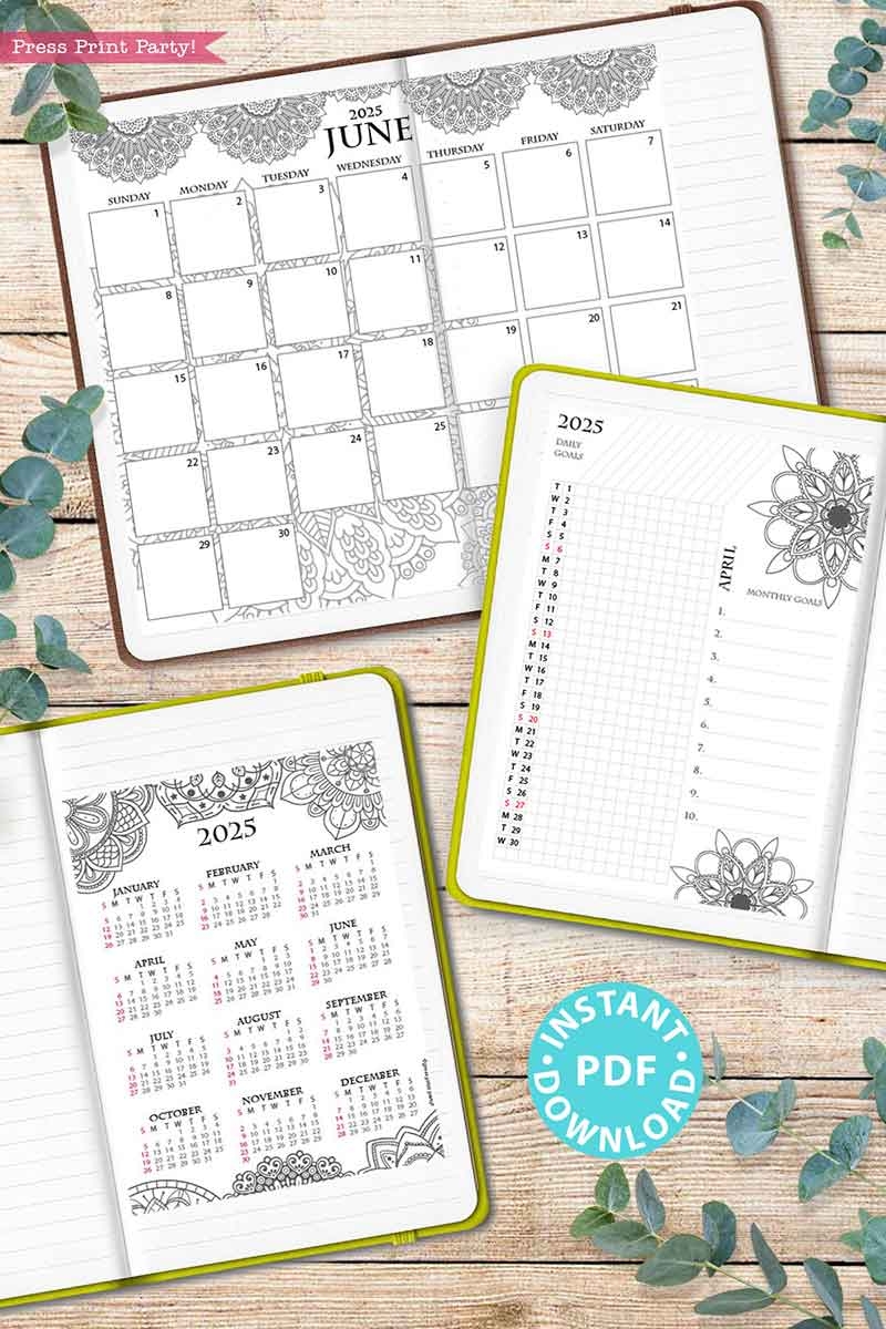 Bullet Journal Monthly Calendar Printable 2025 Bullet Journal Monthly Calendar Printable 2025