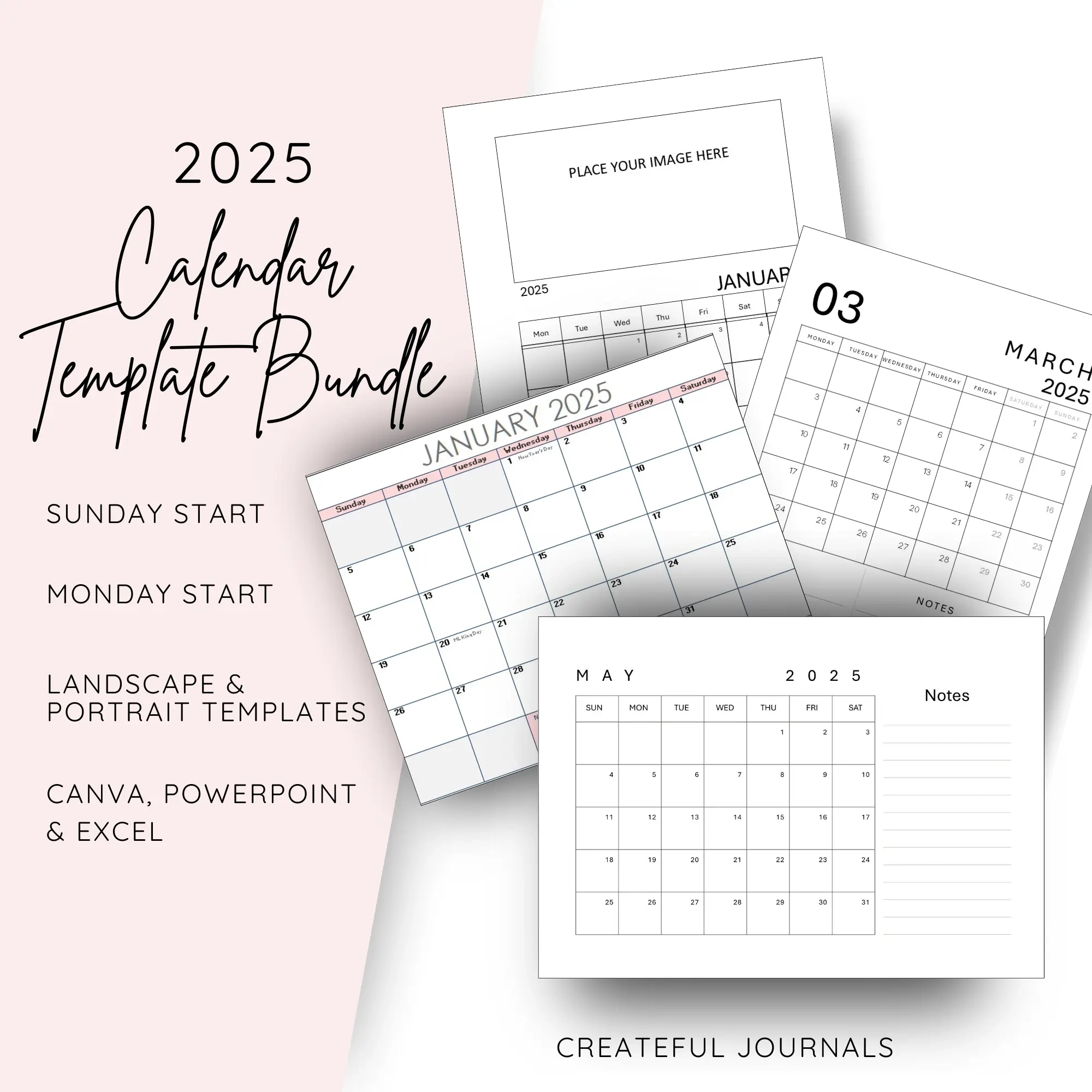 2025 calendar templates and sticker bundle createful journals your creative inspiration