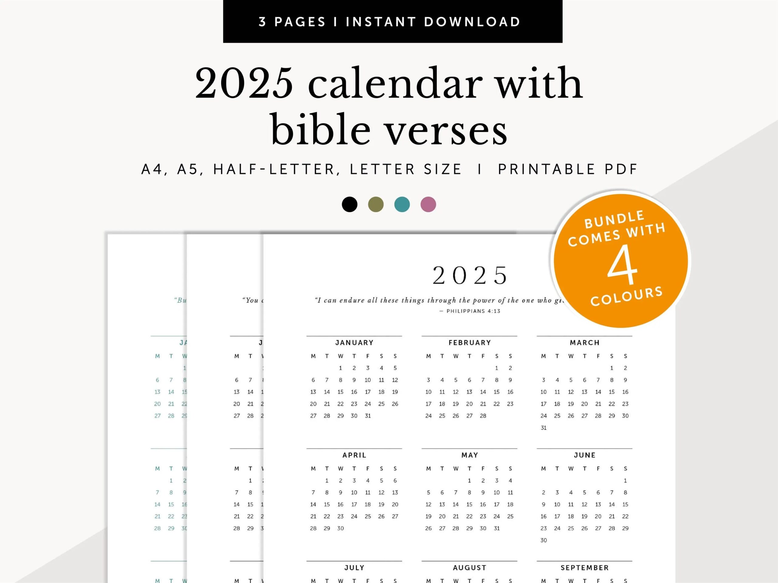 Bible Verse Calendar Printable 2025