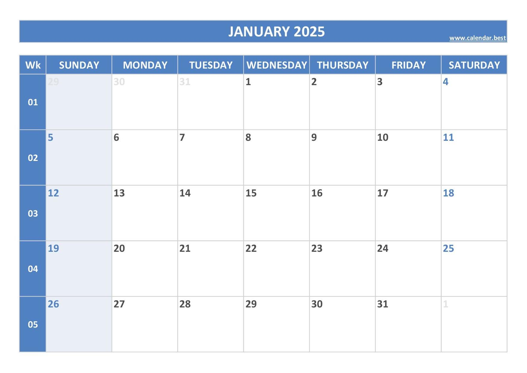 Free Printable 2025 Calendar With Week Numbers