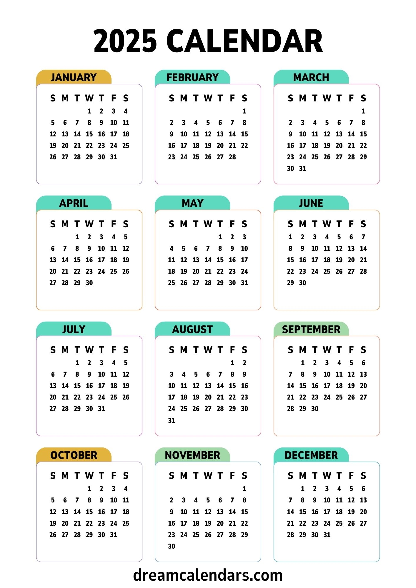 Printable Calendar 2025 Template