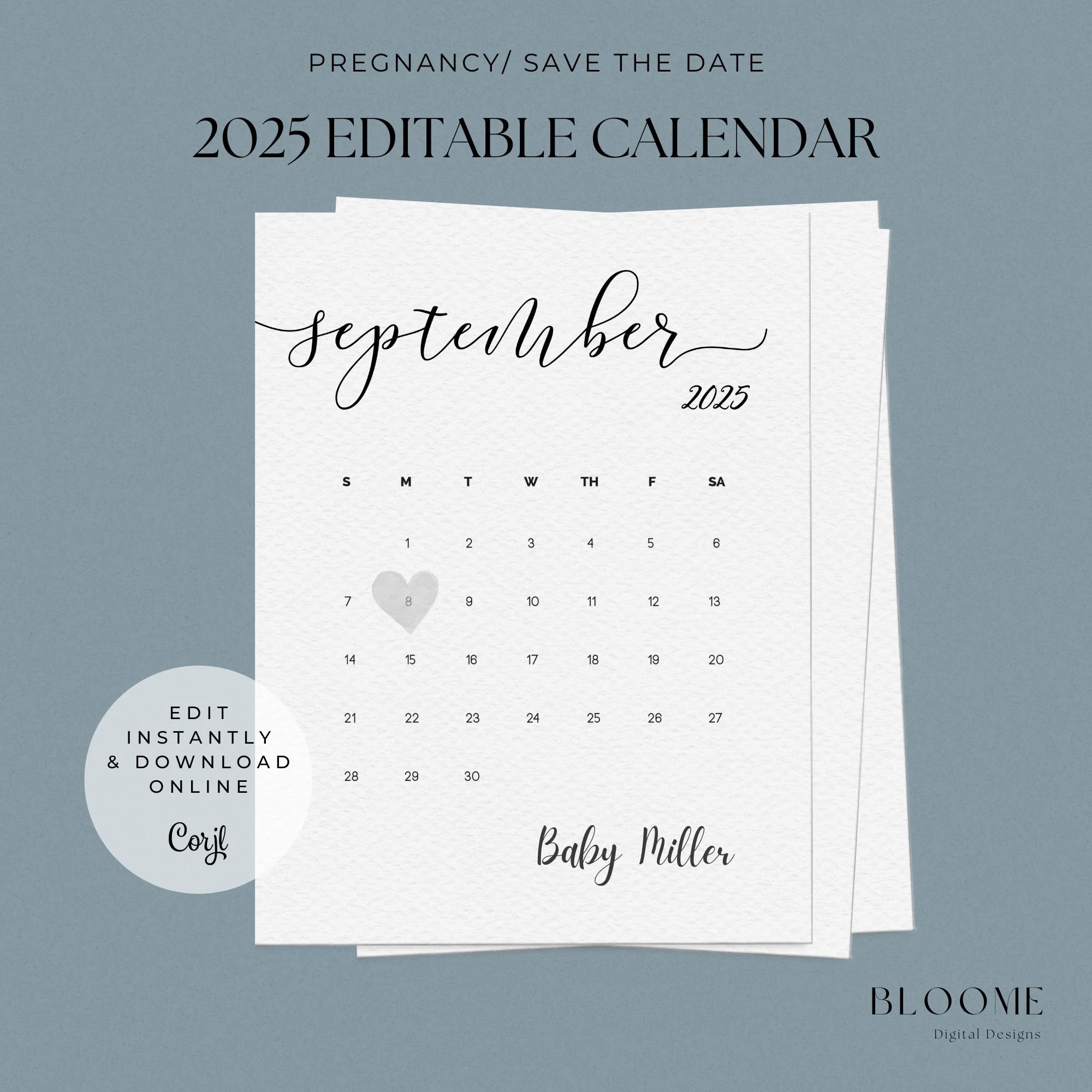 2025 Editable Calendar Instant Download Pregnancy Announcement Calendar Save The Date Calendar Etsy 2025 Editable Calendar Instant Download Pregnancy Announcement Calendar Save The Date Calendar Etsy
