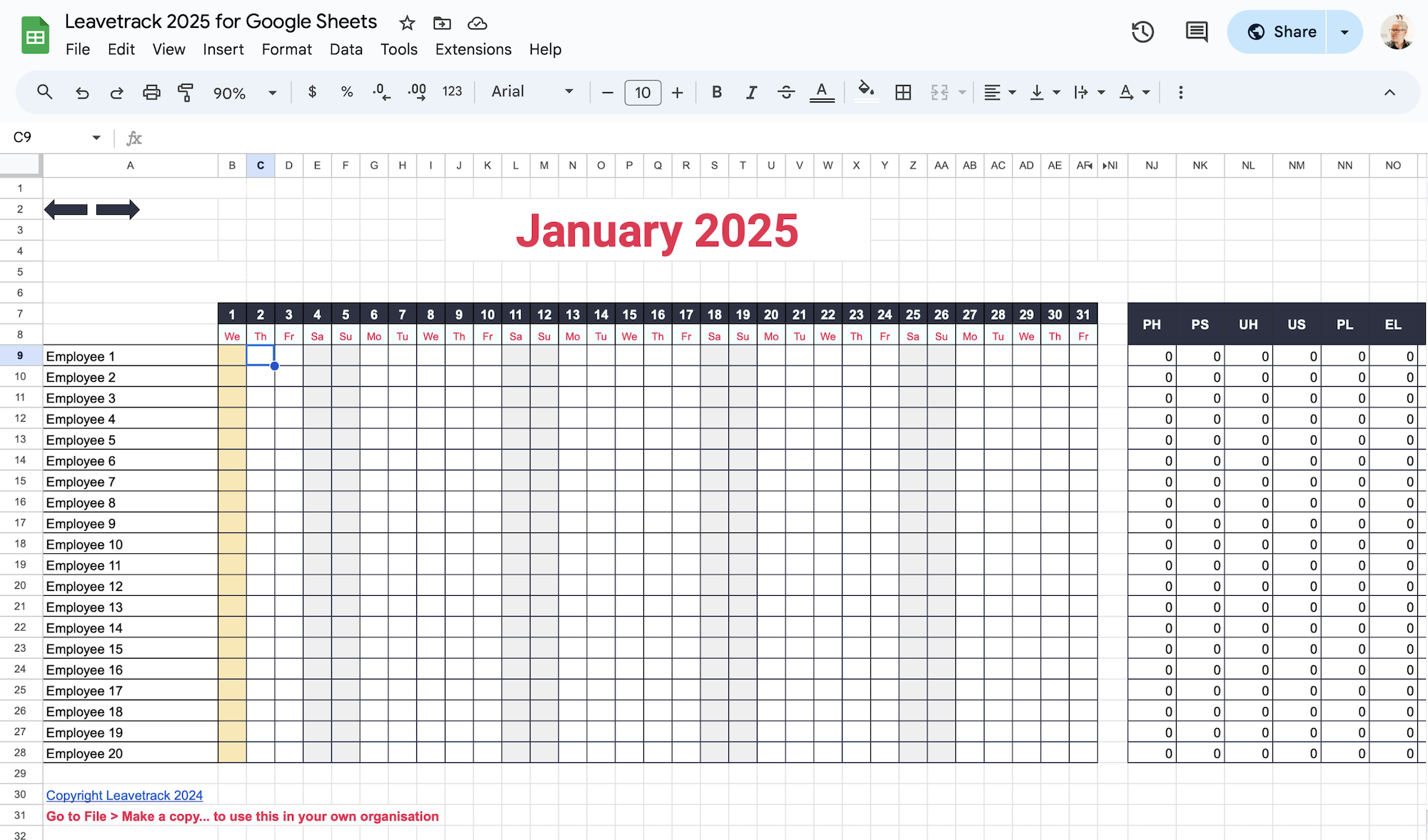Printable Vacation Request Form 2025 Calendar