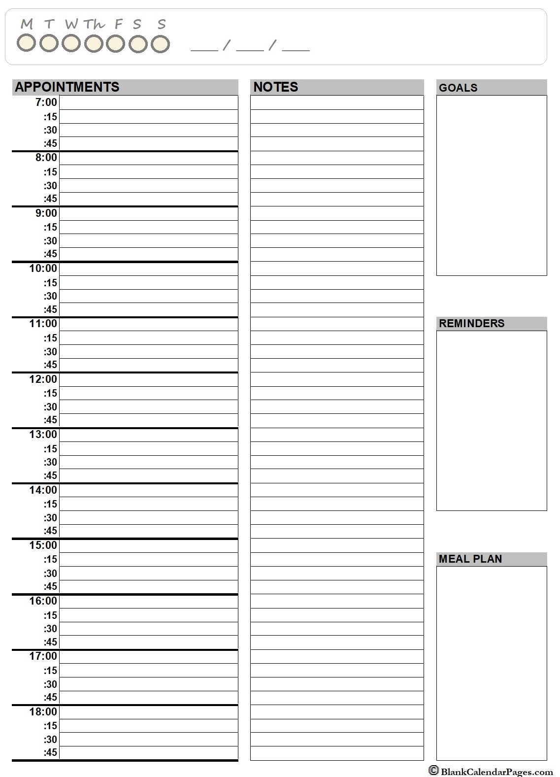 Free Printable Daily Calendar Template