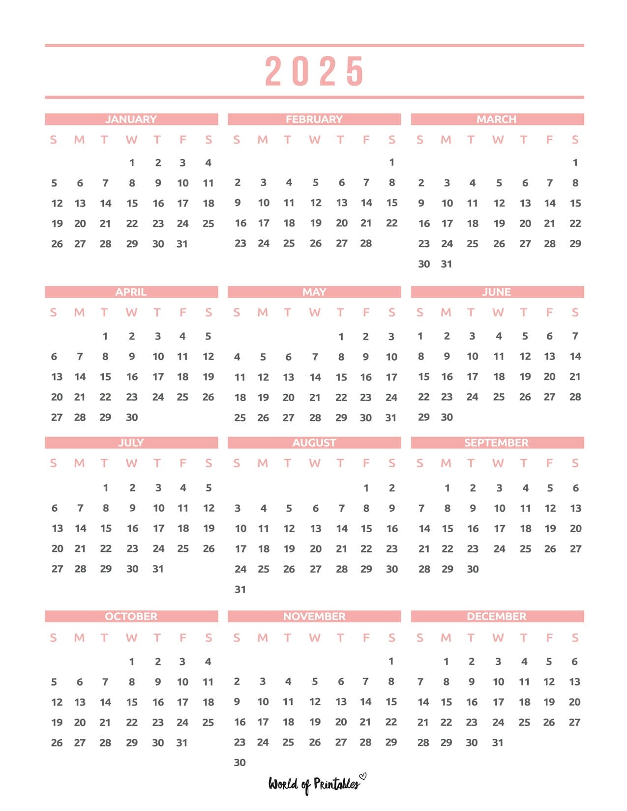 2025 Year Calendars 70 Best Printables World Of Printables