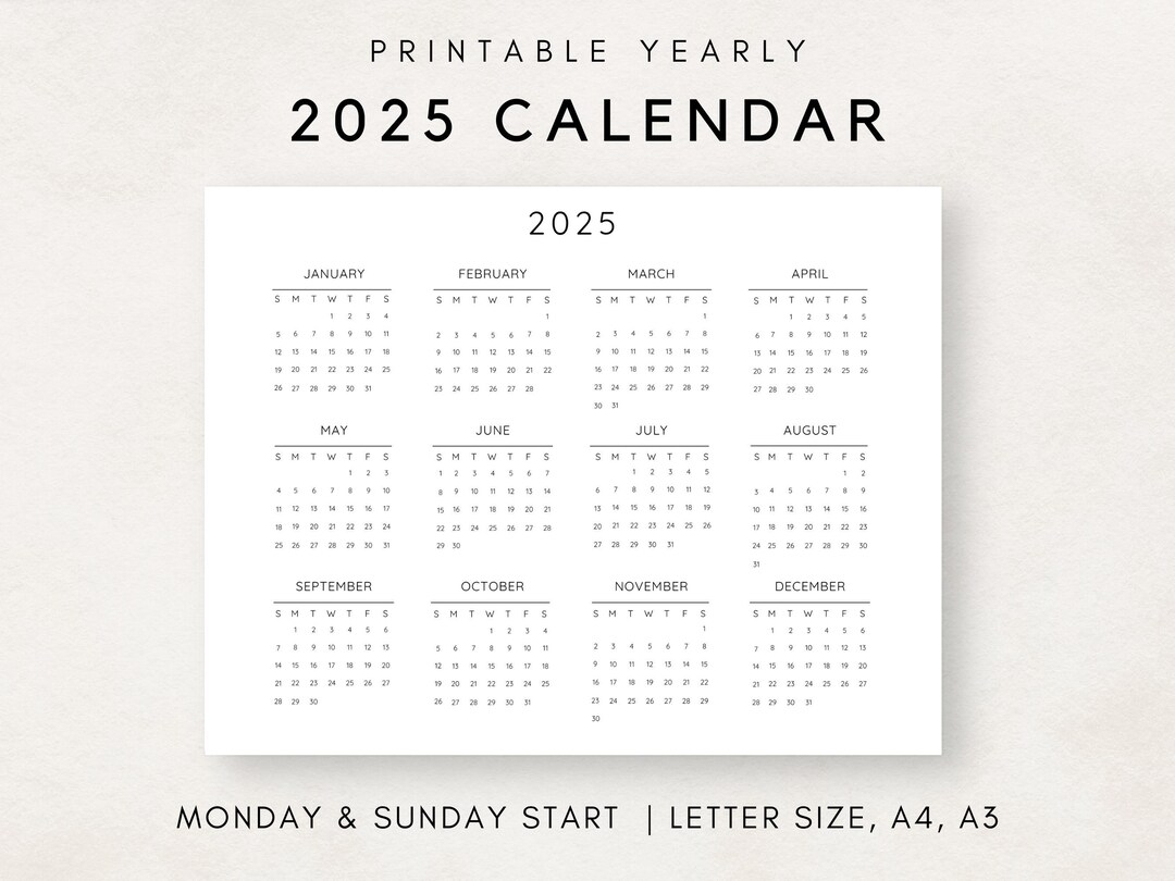 2025 Yearly Calendar Printable Calendar 2025 Calendar Digital Calendar Yearly Wall Calendar Year At A Glance 2025 Annual Calendar Etsy 2025 Yearly Calendar Printable Calendar 2025 Calendar Digital Calendar Yearly Wall Calendar Year At A Glance 2025 Annual Calendar Etsy