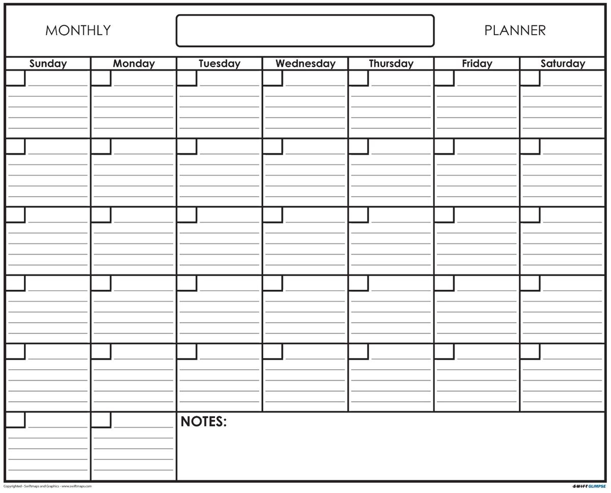 Printable Writable Monthly Calendars