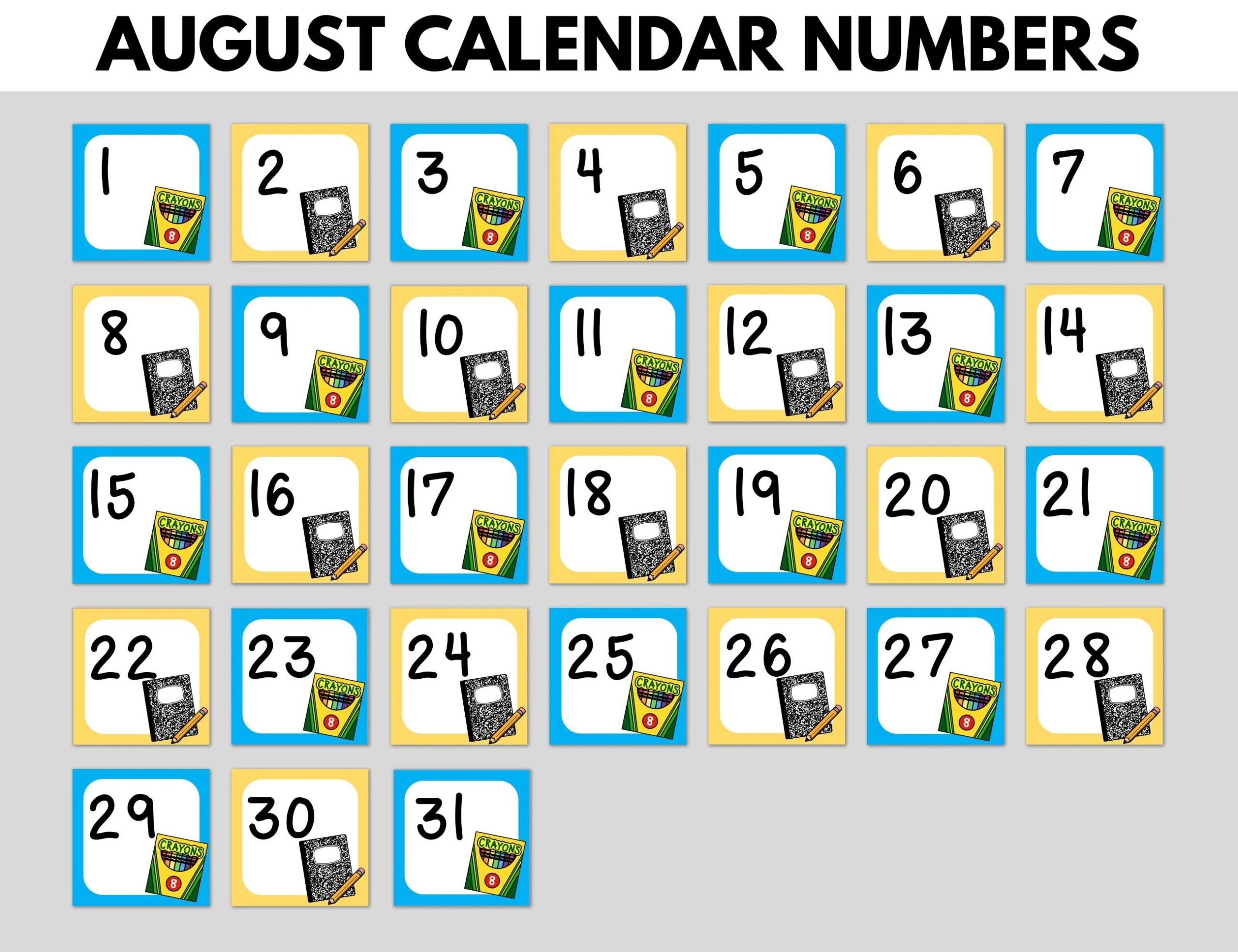 Free Calendar Numbers Printable