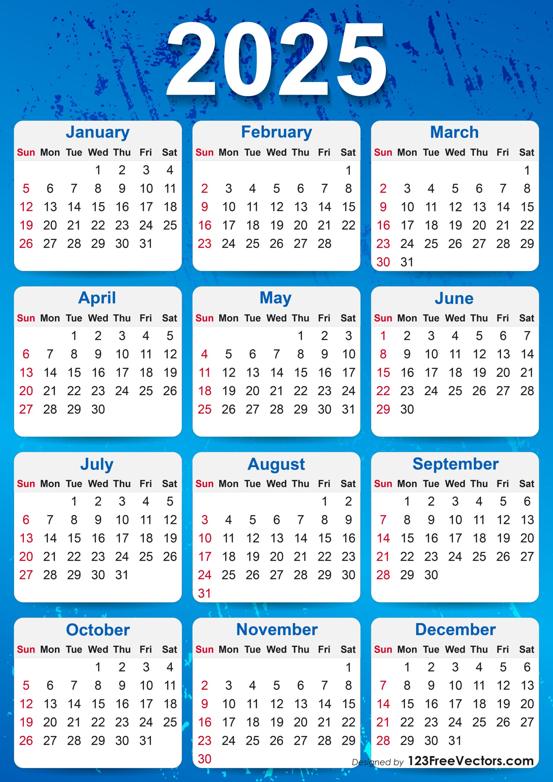 80 2025 Calendar One Page Free Vectors Photos Artwork Images 123Freevectors