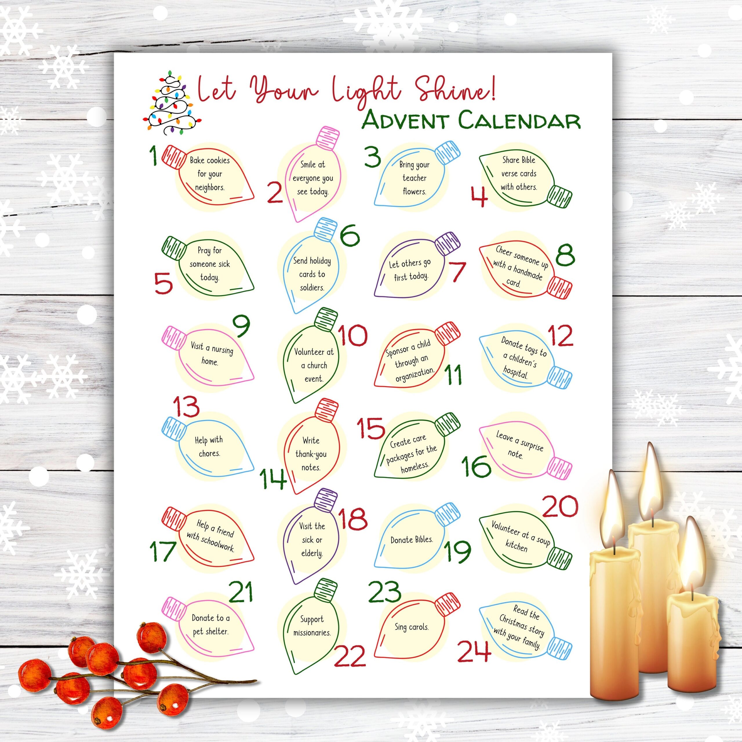 Advent Calendar Printable Christian Advent Calendar Christmas Countdown Advent Activities Calendar For Adults Advent For Teens And Kids Etsy