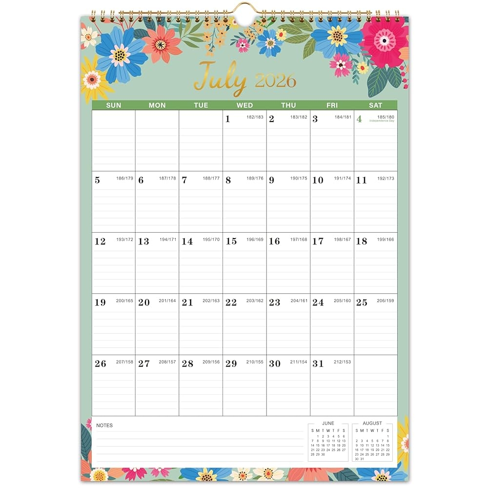 Amazon 2026 Calendar 2026 Wall Calendar Jul 2025 Dec 2026 12 X 17 18 Months Wall Calendar 2026 With Premium Paper Strong Twin Wire Binding Perfect For Home Office Planning Floral Office Products