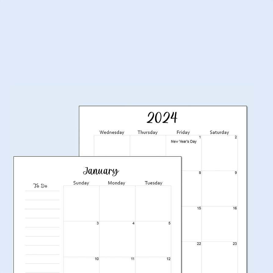 7x9 Printable Monthly Calendar