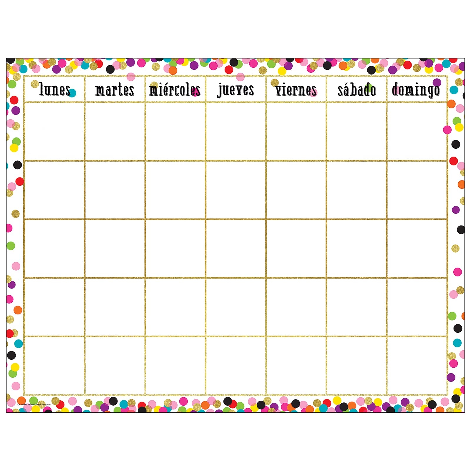 Amazon Teacher Created Resources Confetti Spanish Calendar Chart Office Products