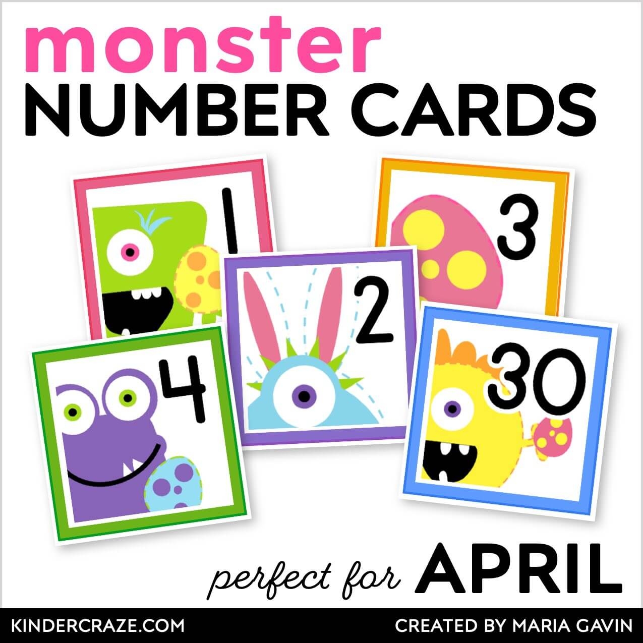 April Egg Monster Calendar Numbers Kinder Craze