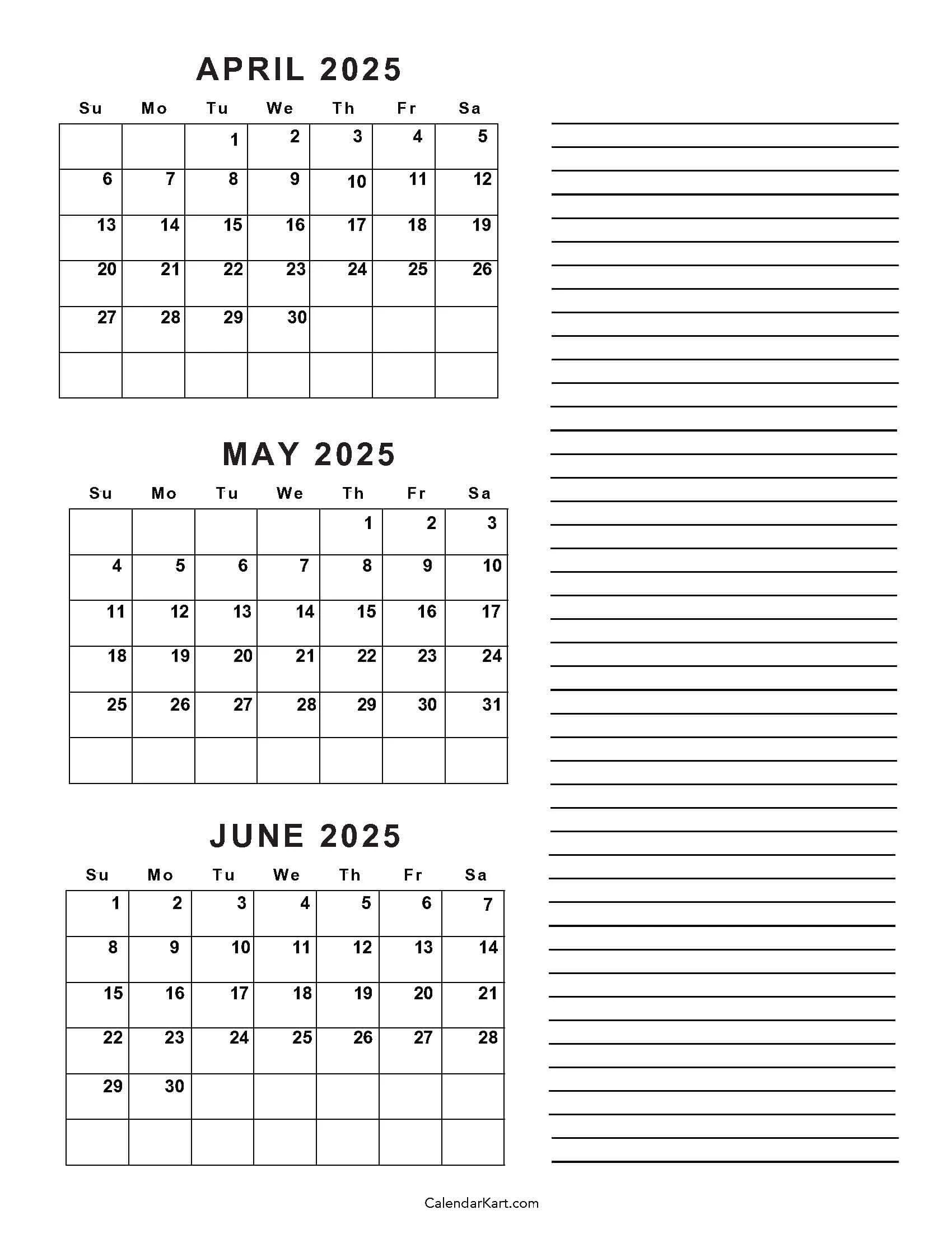 Free Printable 3 Month Calendar