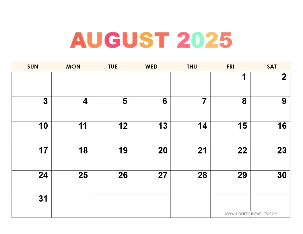 August 2025 Calendar 30 Best Free Printables For You Home Printables