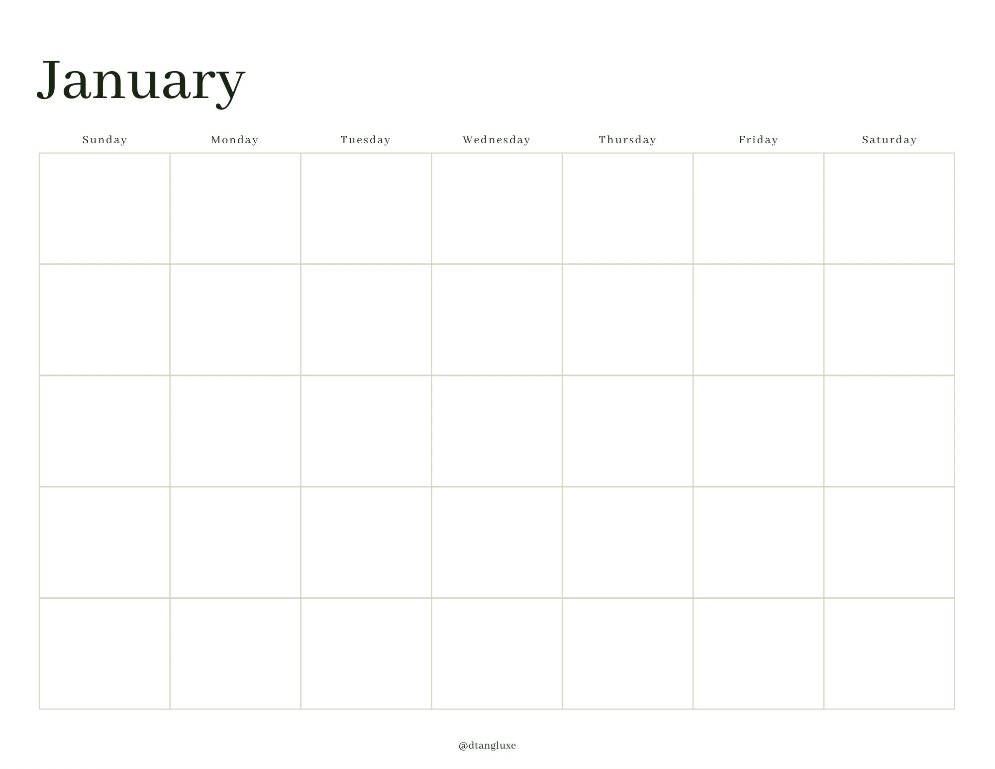Blank Calendar Page Printable Monthly Calendar Monthly Planner Template Monthly Calendar Download Instant Download Printable Etsy