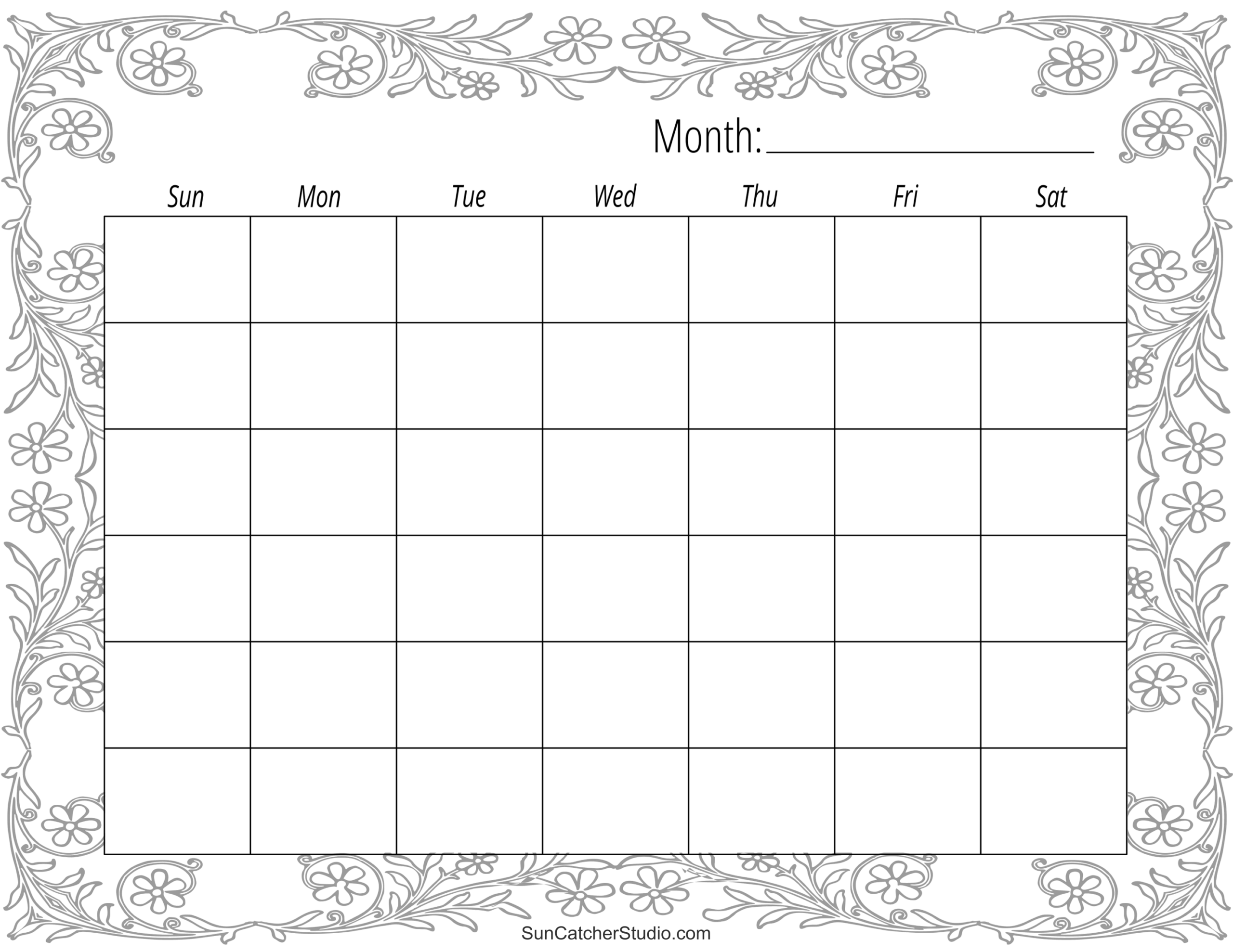 Blank Calendar Templates Monthly Weekly Free Printables Monograms Design Tools Patterns DIY Projects
