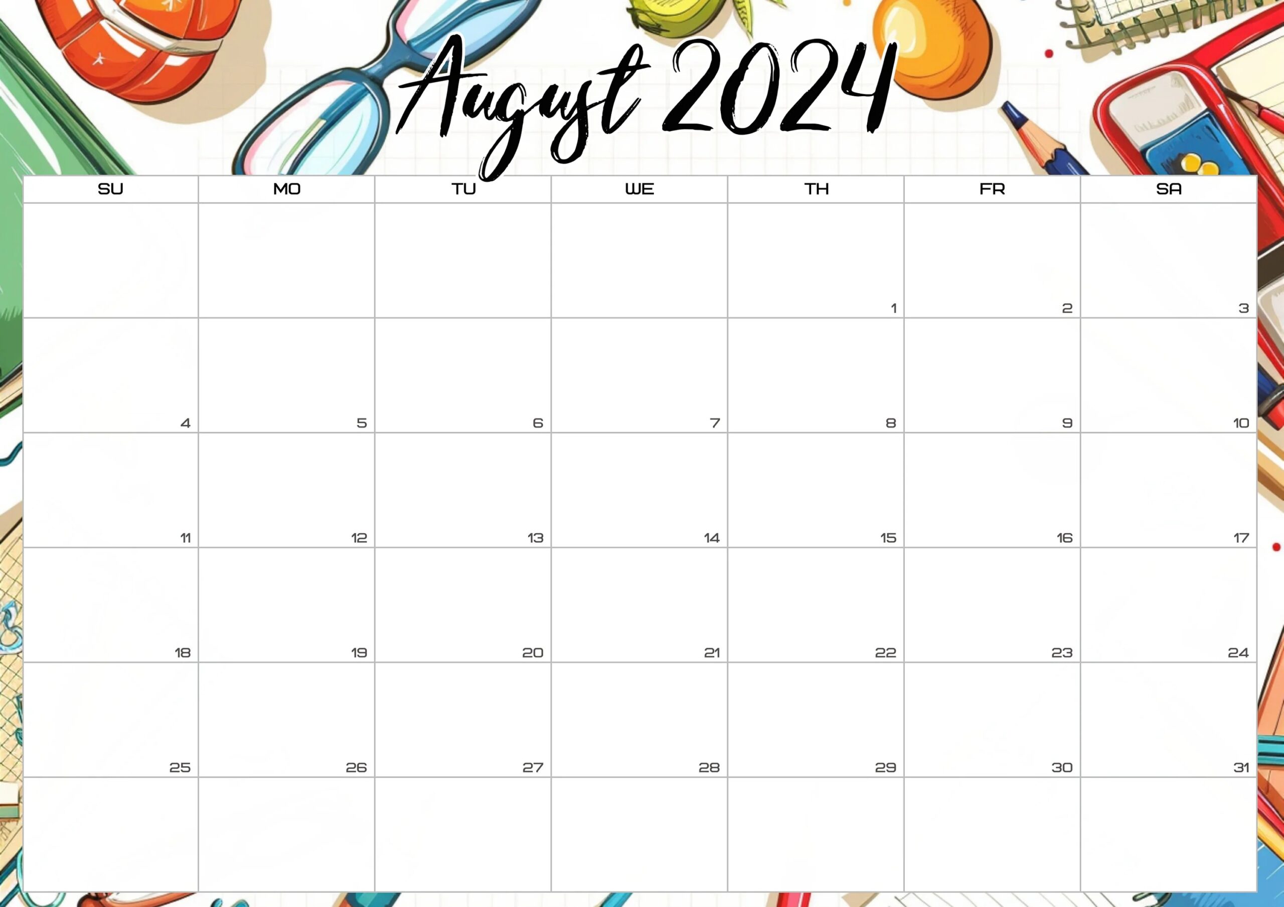 Free Printable Calendar August