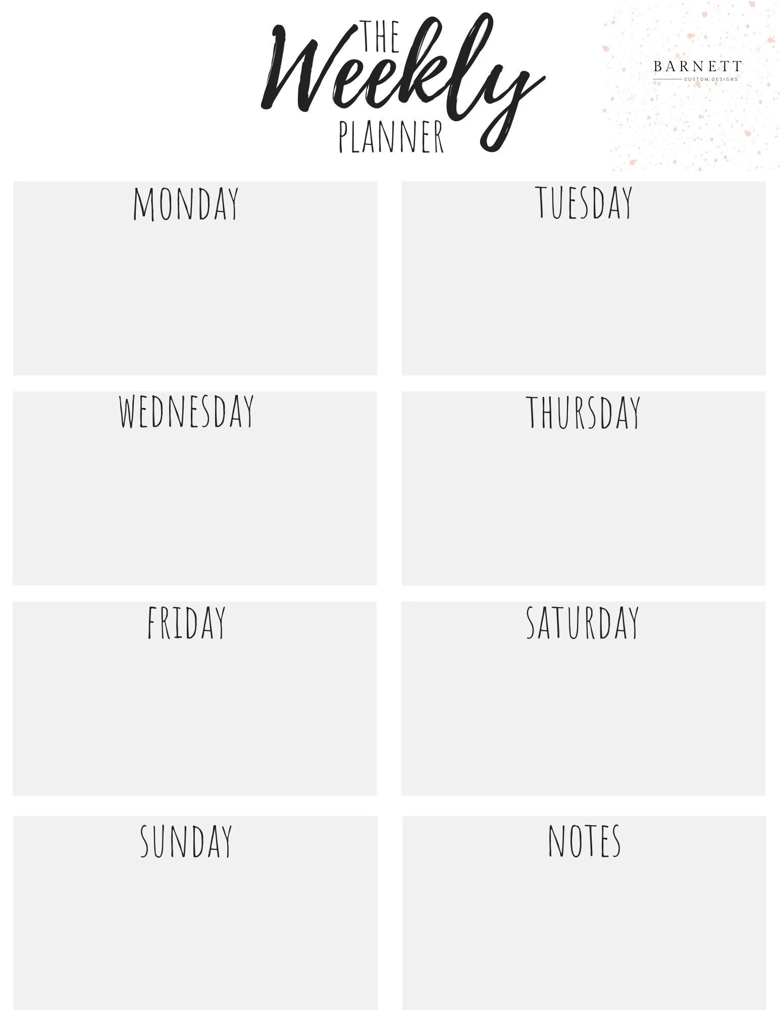 Blank Weekly Calendar 8 5 X 11 Inches Vertical Printable Calendar Page PDF Printable Instant Download Etsy