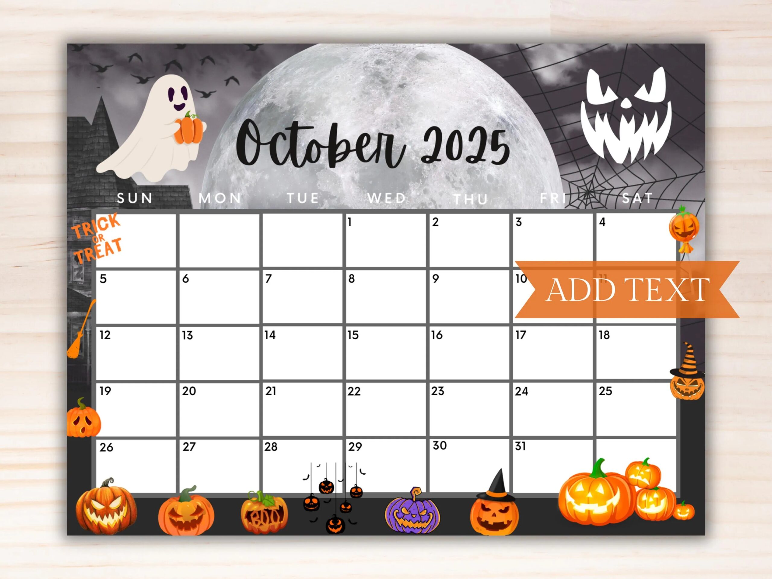Buy Editable October 2025 Calendar Printable Calendar 2025 Spooky Halloween Calendar W Scary Pumpkins And Ghosts Cute Classroom Calendar Online In India Etsy