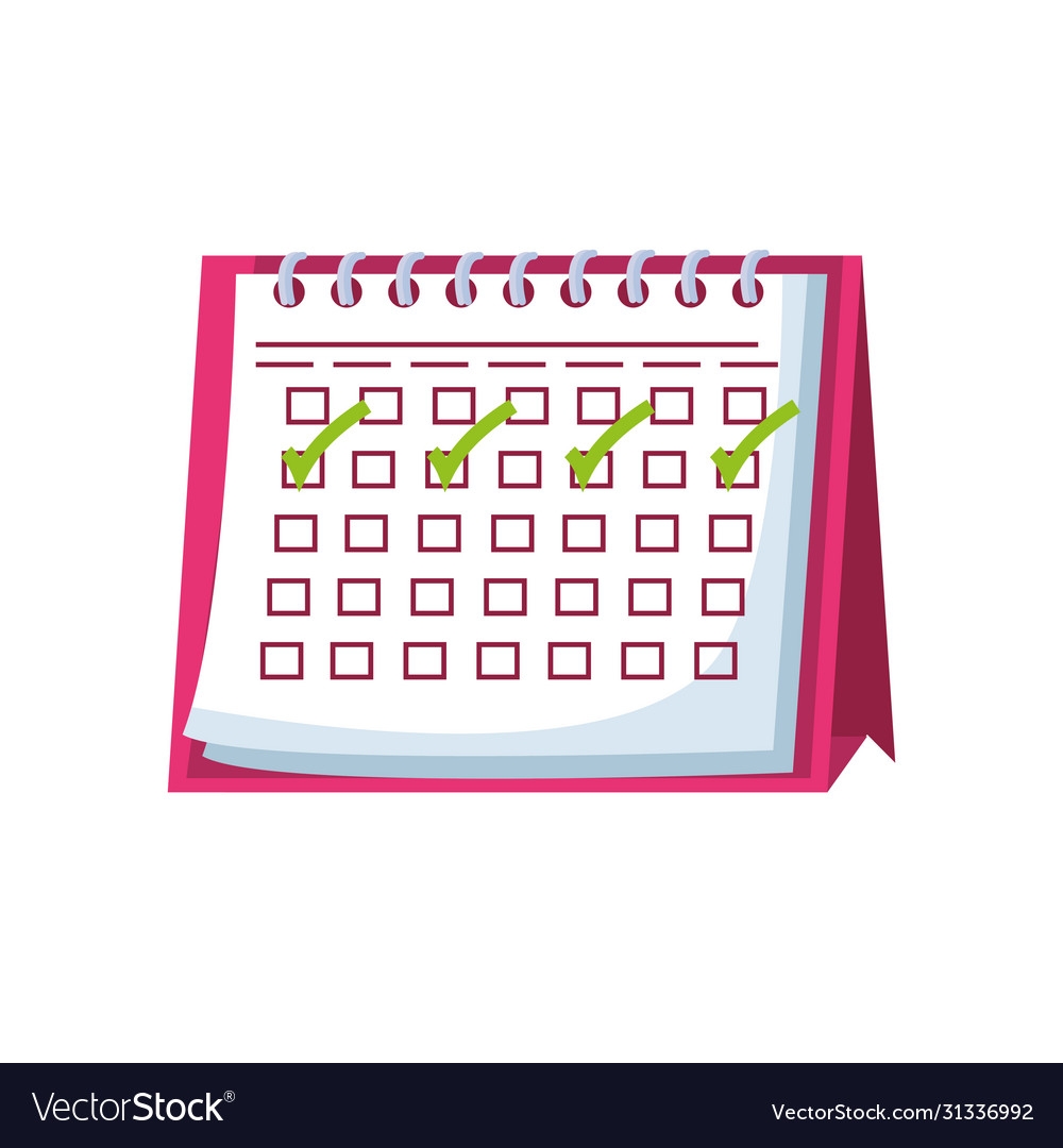 Calendar With Check Boxes On White Background Vector Image Calendar With Check Boxes On White Background Vector Image