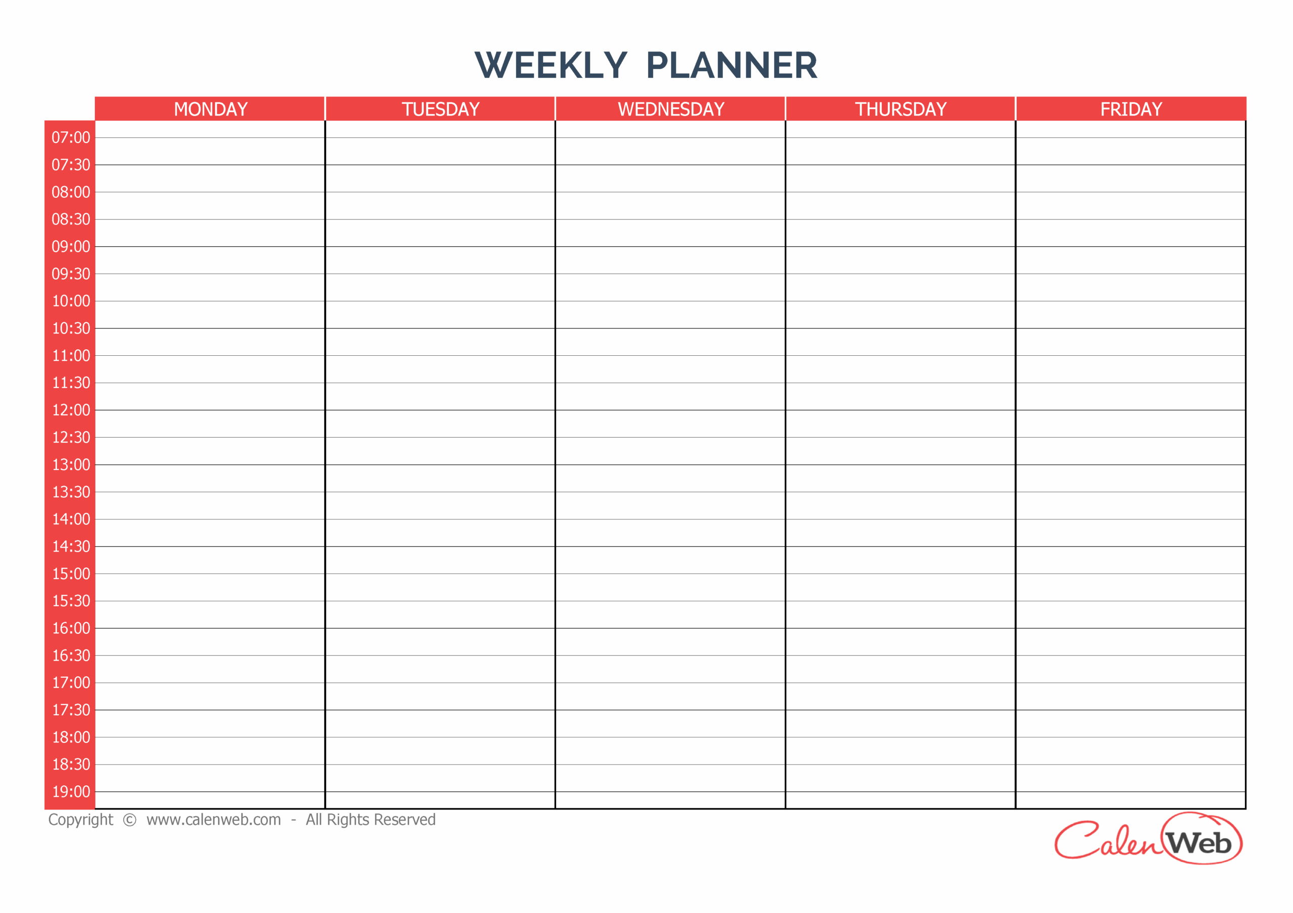 5 Day Calendar Printable Free