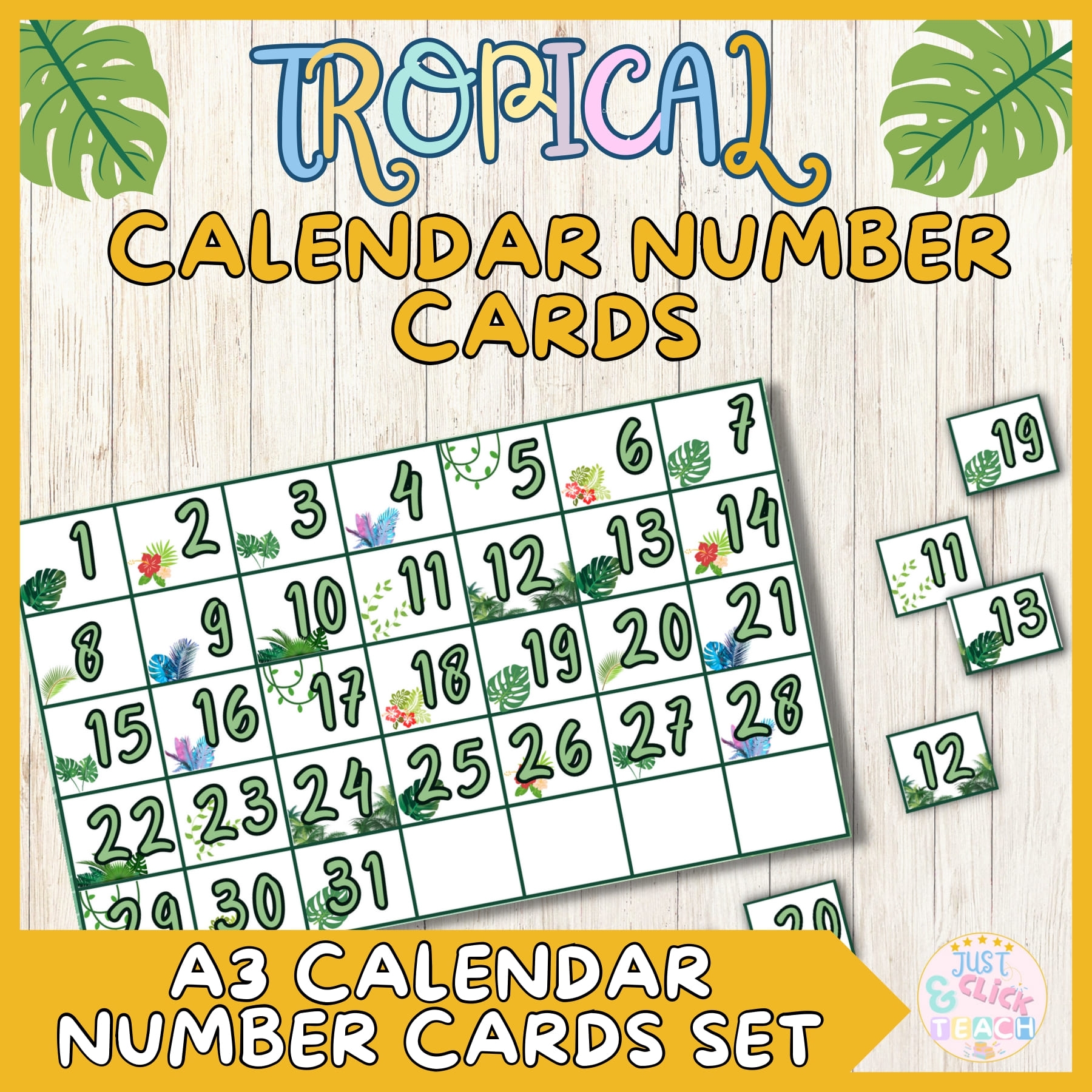 classroom calendar numbers cards pocket chart calendar cards tropical themea3 made by teachers classroom calendar numbers cards pocket chart calendar cards tropical themea3 made by teachers