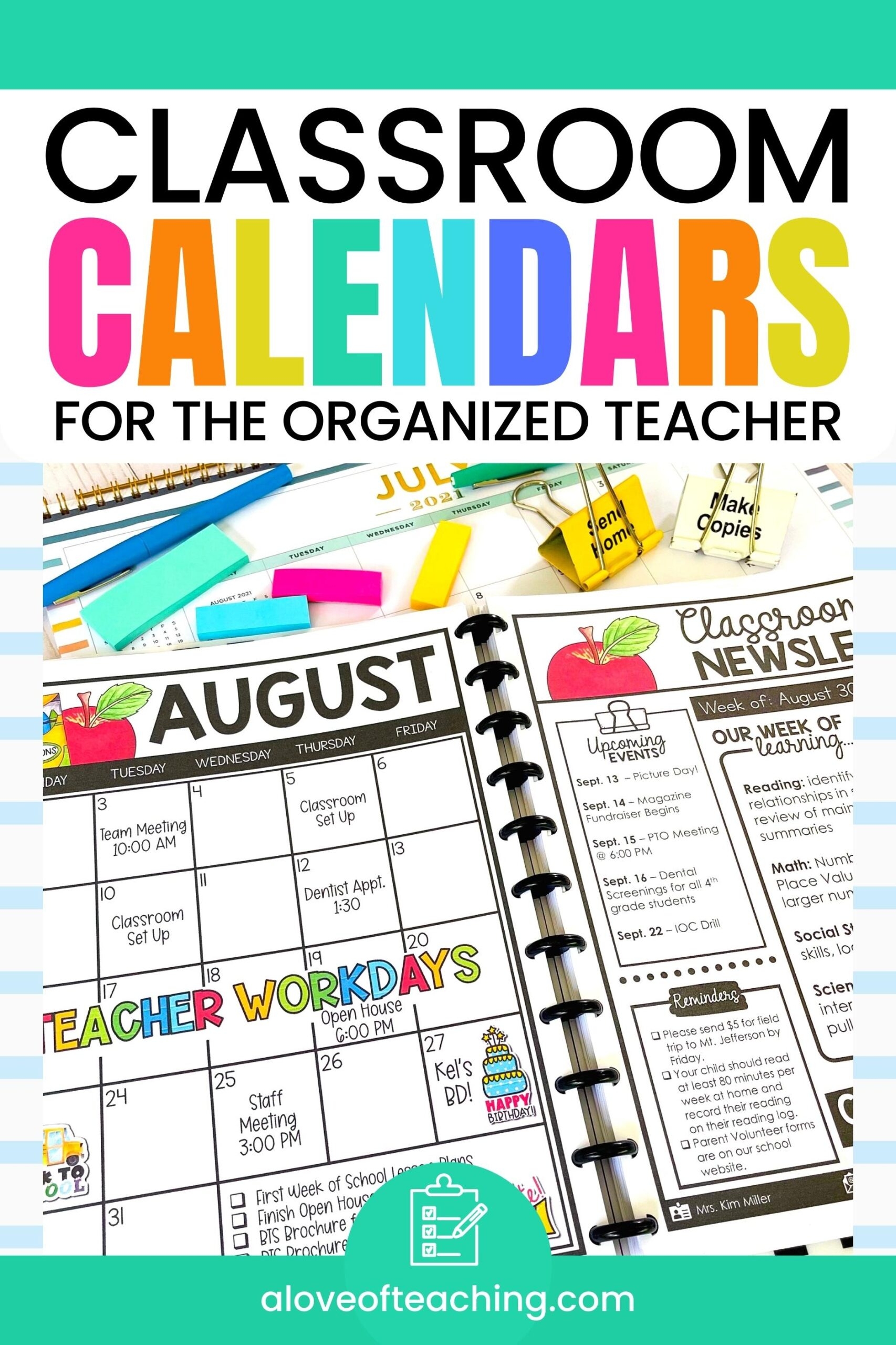 Free Printable Class Room Teaching Calendar
