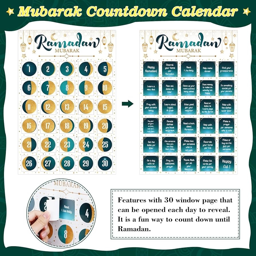 Countdown To Eid Silver Acrylic Ramadan Countdown Calendar Day Of Ramadan Advent Calendar Eid Mubarak Count Down Desk Calendars Kareem Ramadan Decorations For Home Muslim Festival Reminder Islam Decor Party Supplies Islamic