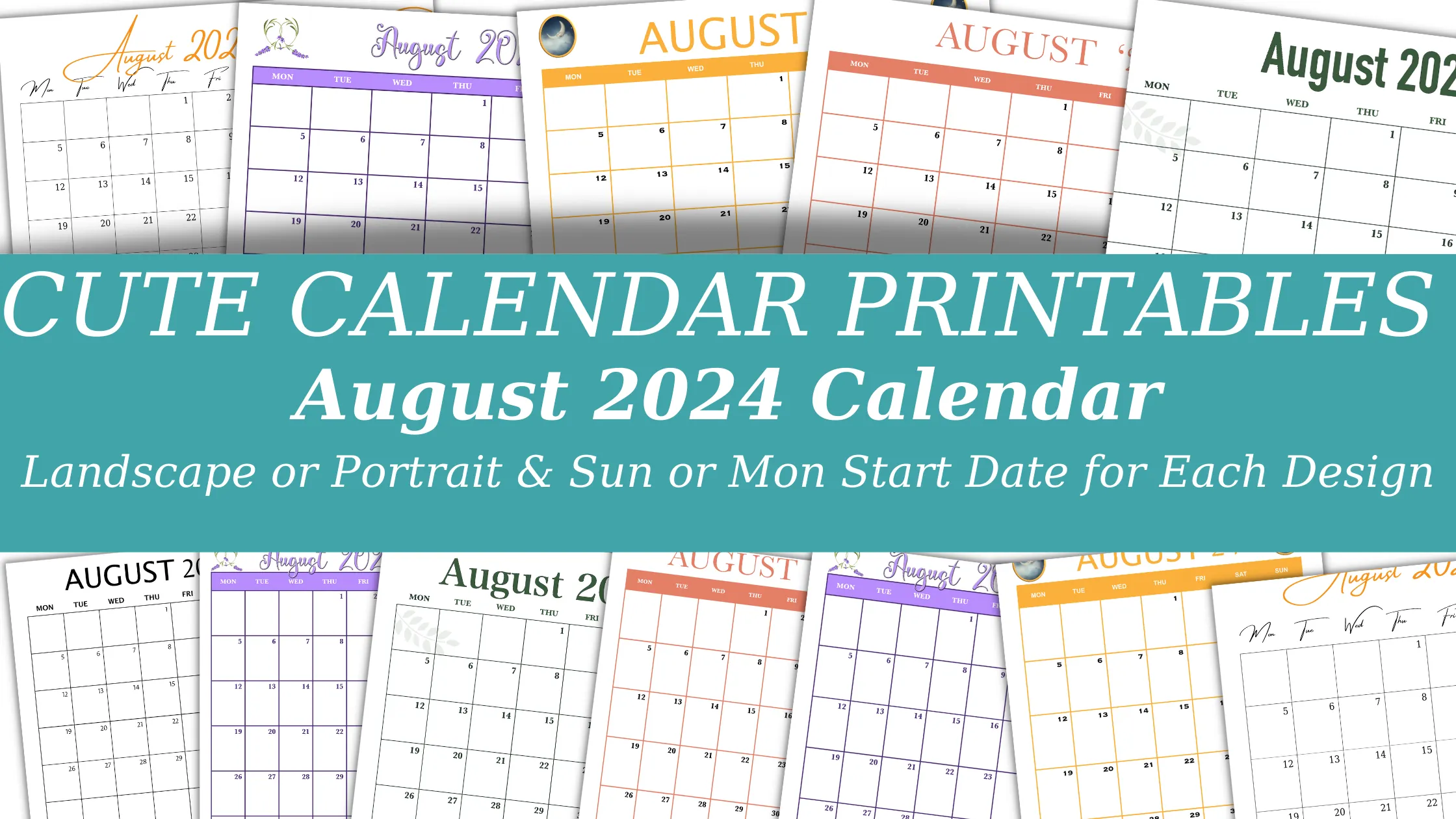 Cute Fun August 2024 Calendar Printables