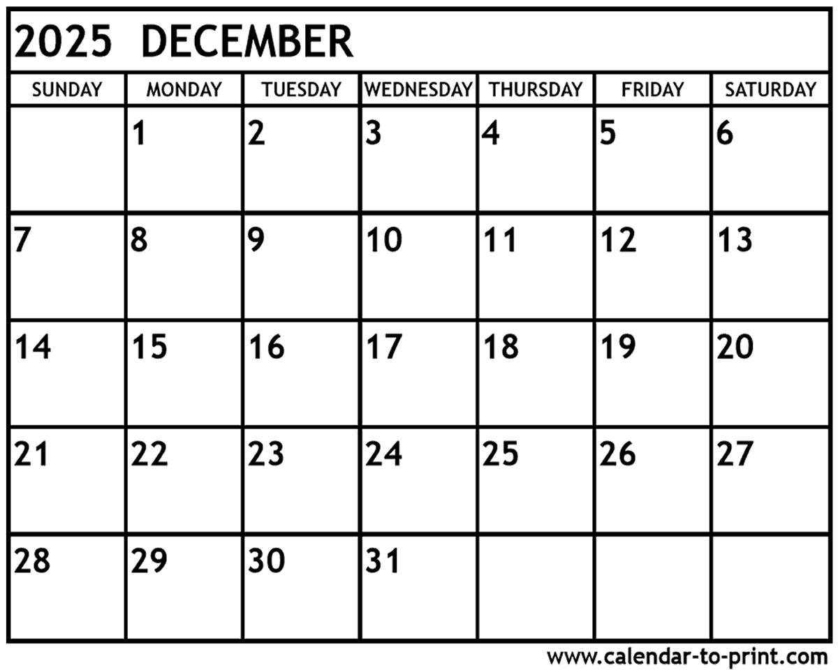 december 2025 calendar printable