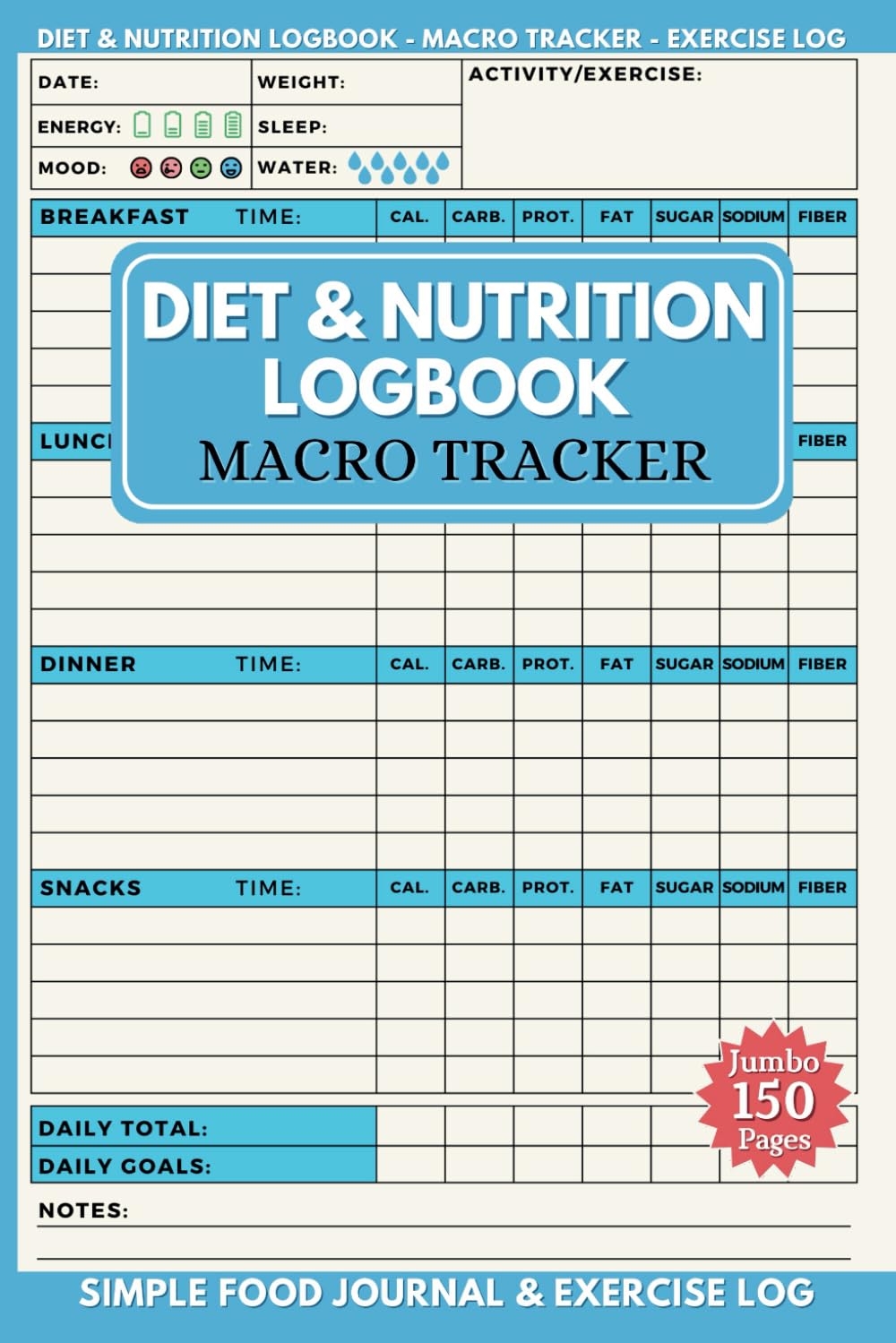 Diet Nutrition Log Book Macro Tracker Daily Food Journal To Help Count Your Calories Record Exercise Achieve Weight Loss Jumbo Size 150 Pages Mihara Ken Amazon Books
