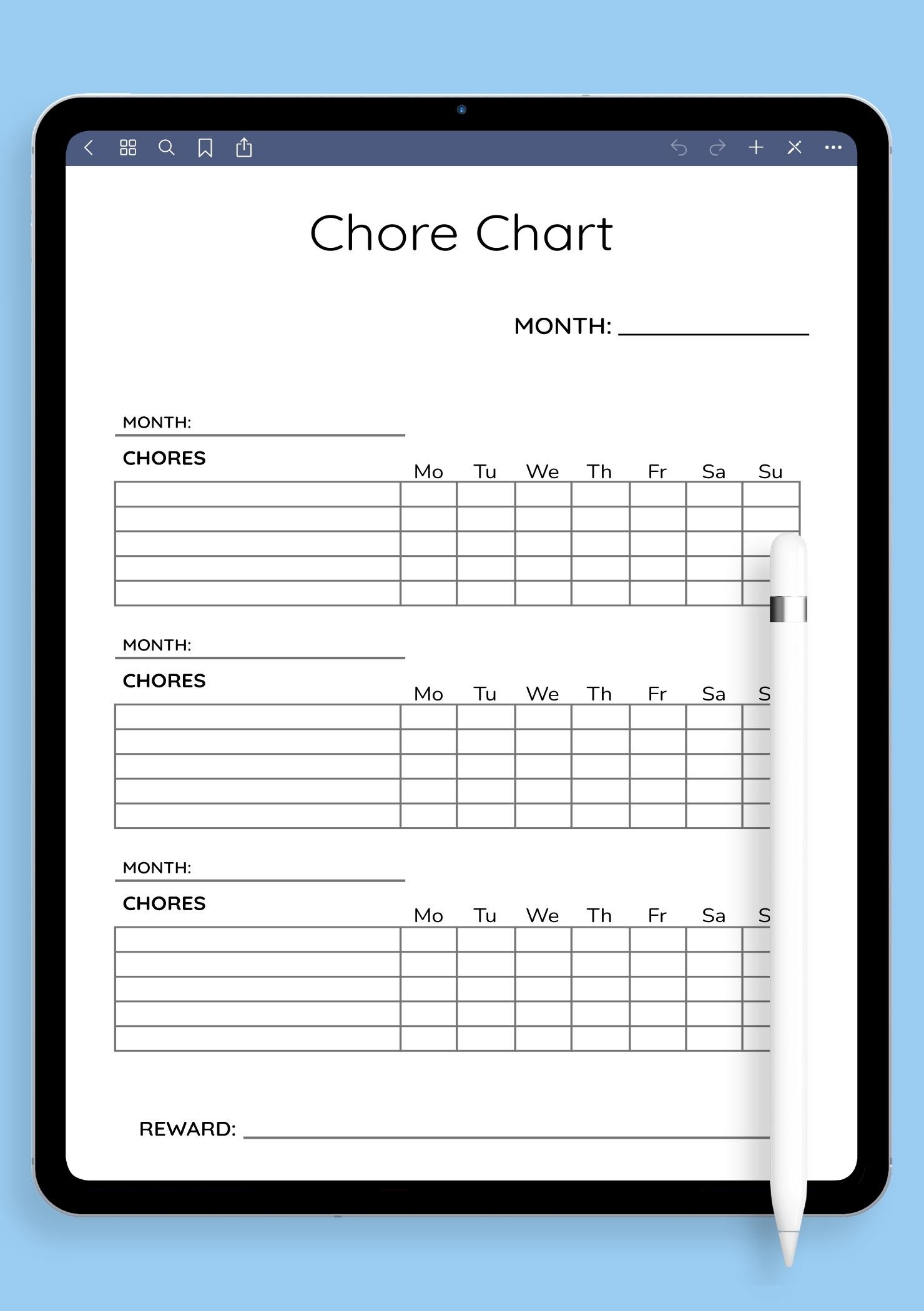 Printable Chore Calendar 2025