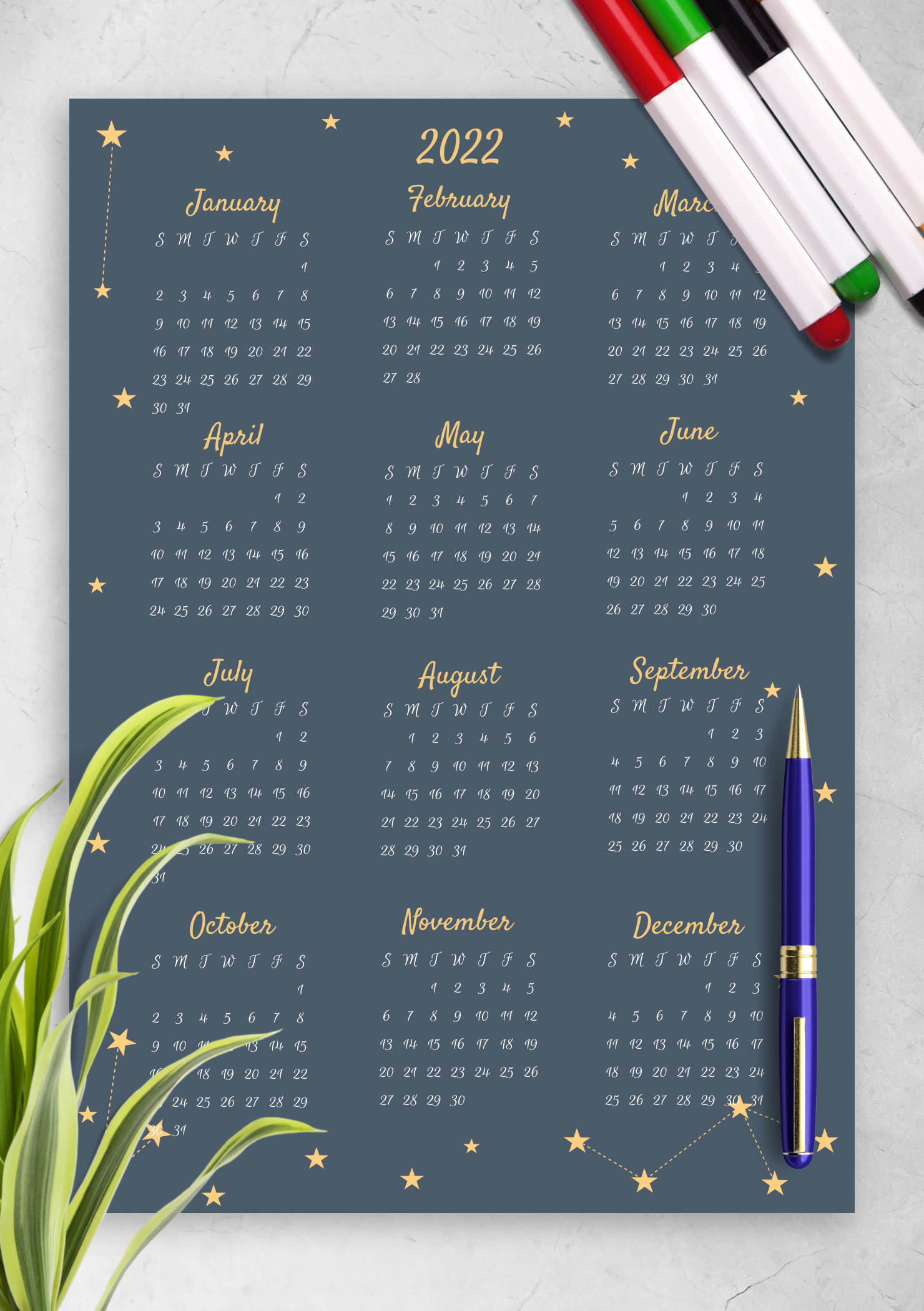 Blue Sky Printable Calendars