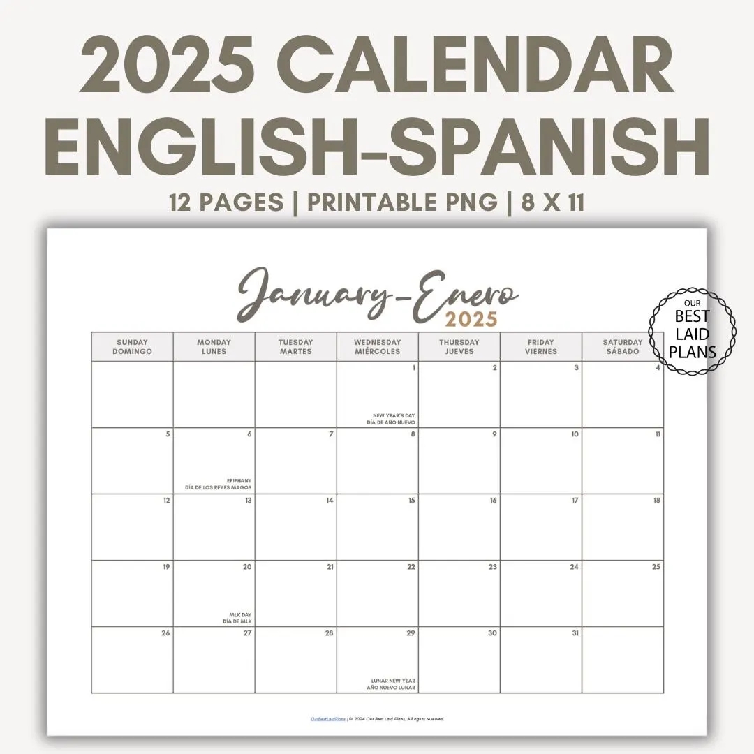 Spanish Calendar Printable