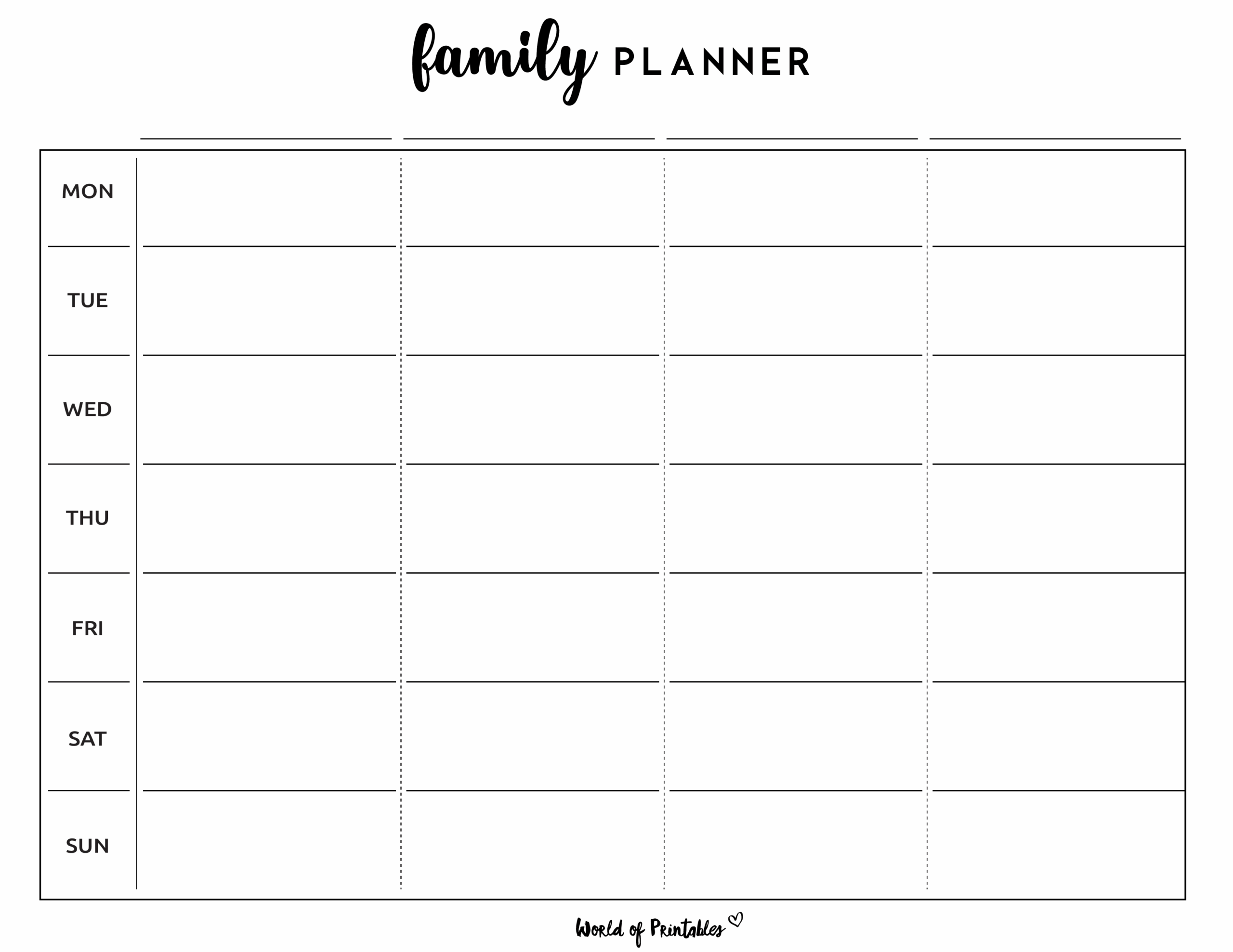 Family Planner World Of Printables Family Planner World Of Printables