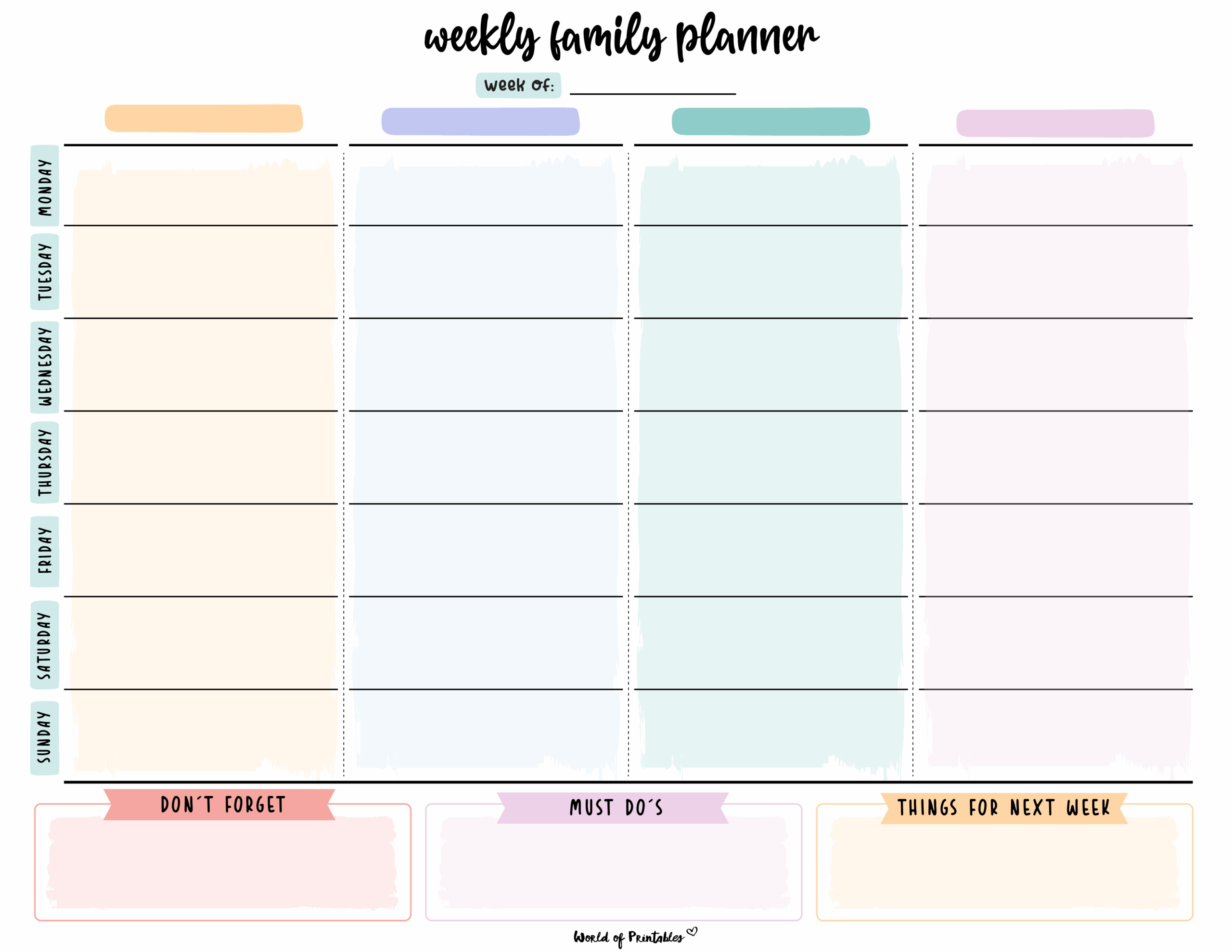 Family Planner World Of Printables