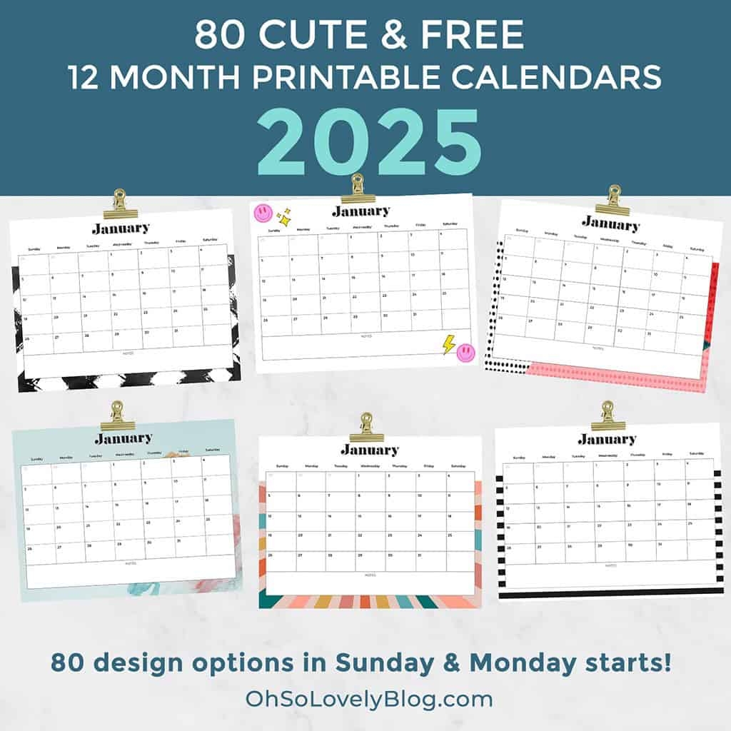 FREE 2025 Calendars 80 Beautiful Printable Options For You 