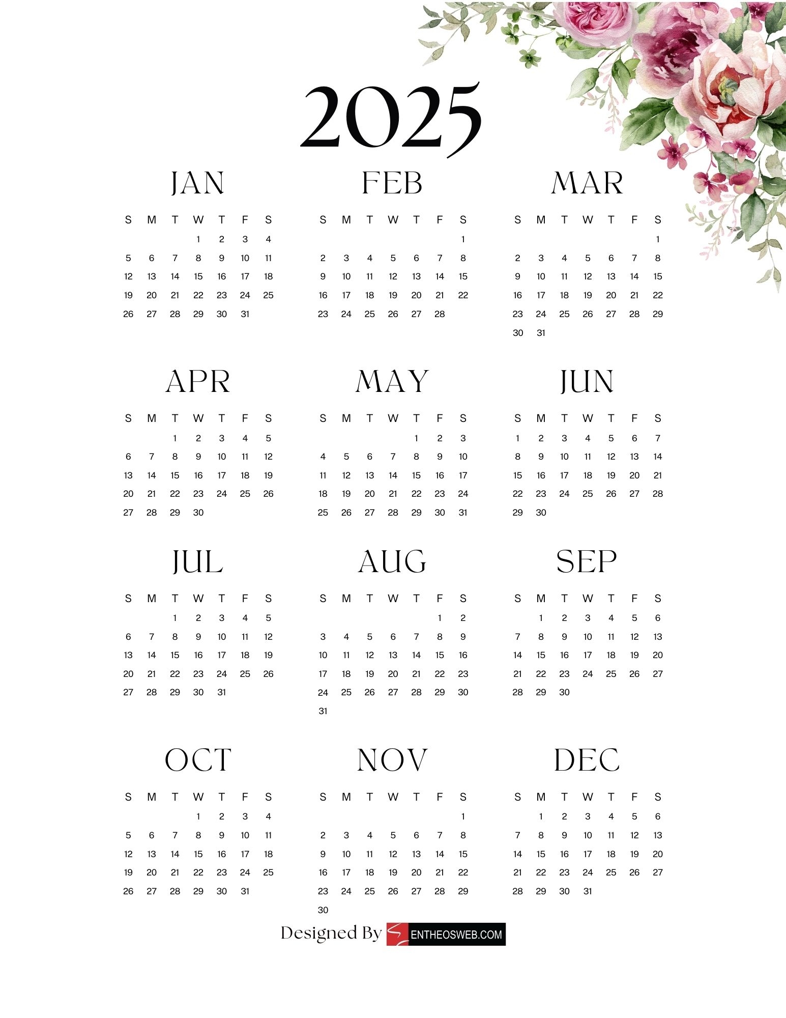 Free 2025 Calendars EntheosWeb Free 2025 Calendars EntheosWeb