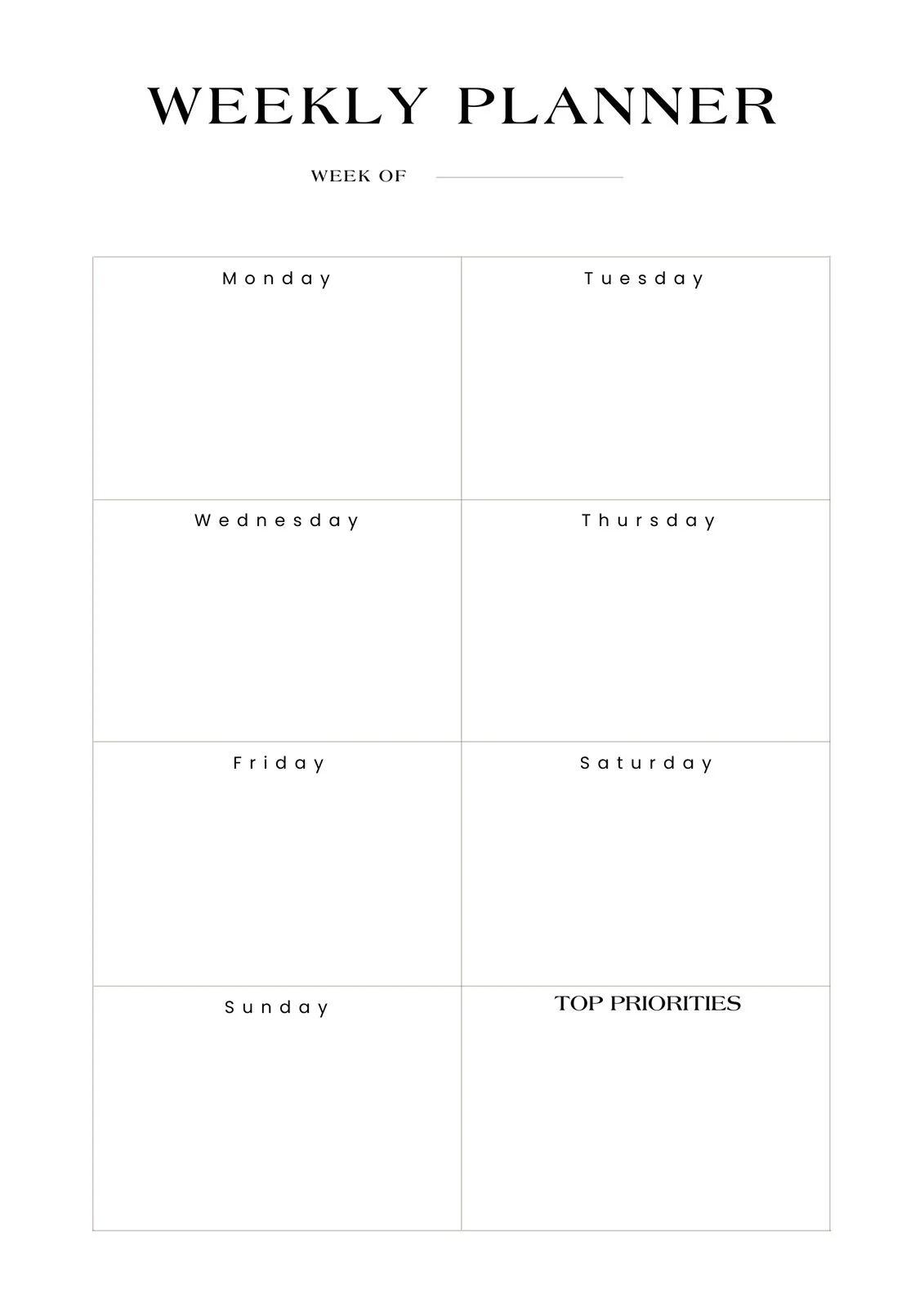 Printable Free Weekly Calendar