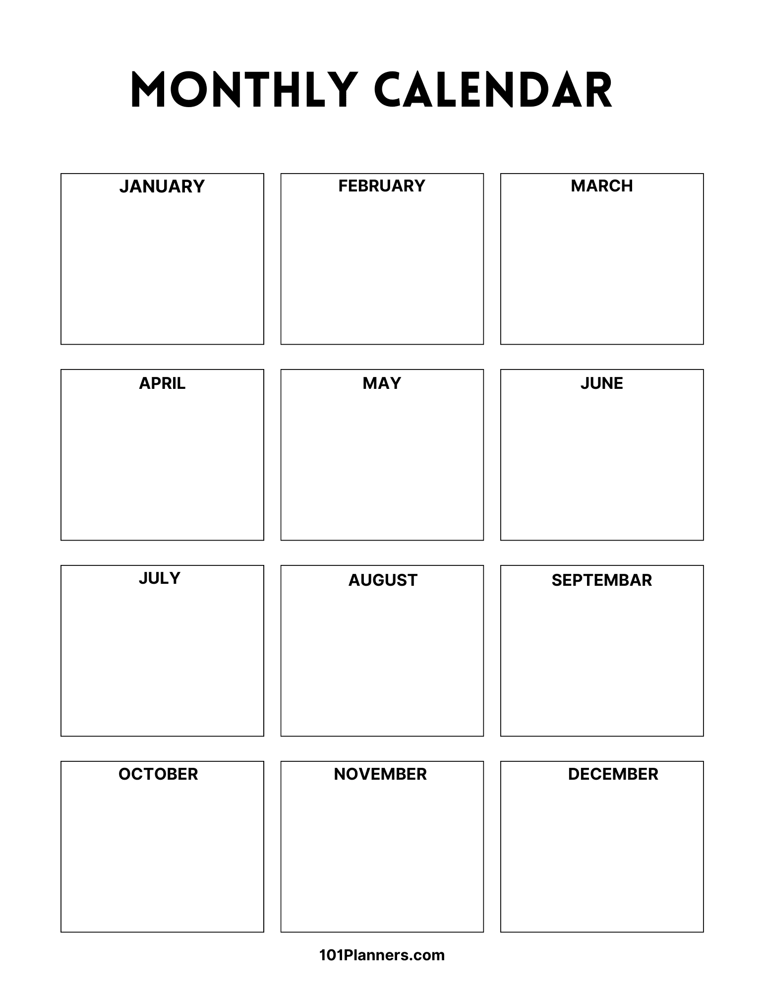 12 Month Printable Calendar 12 Month Printable Calendar